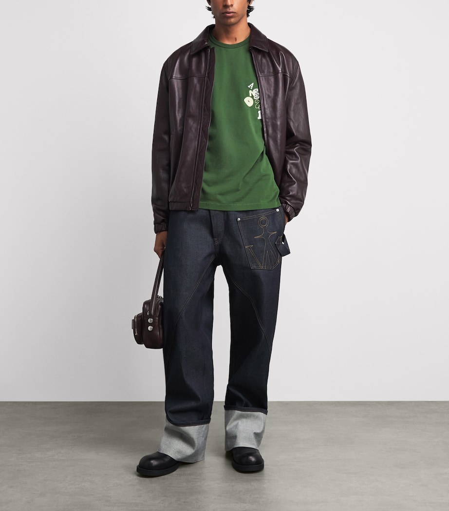 JW Anderson Mens Cotton Scattered Letters T-Shirt Green Image 2