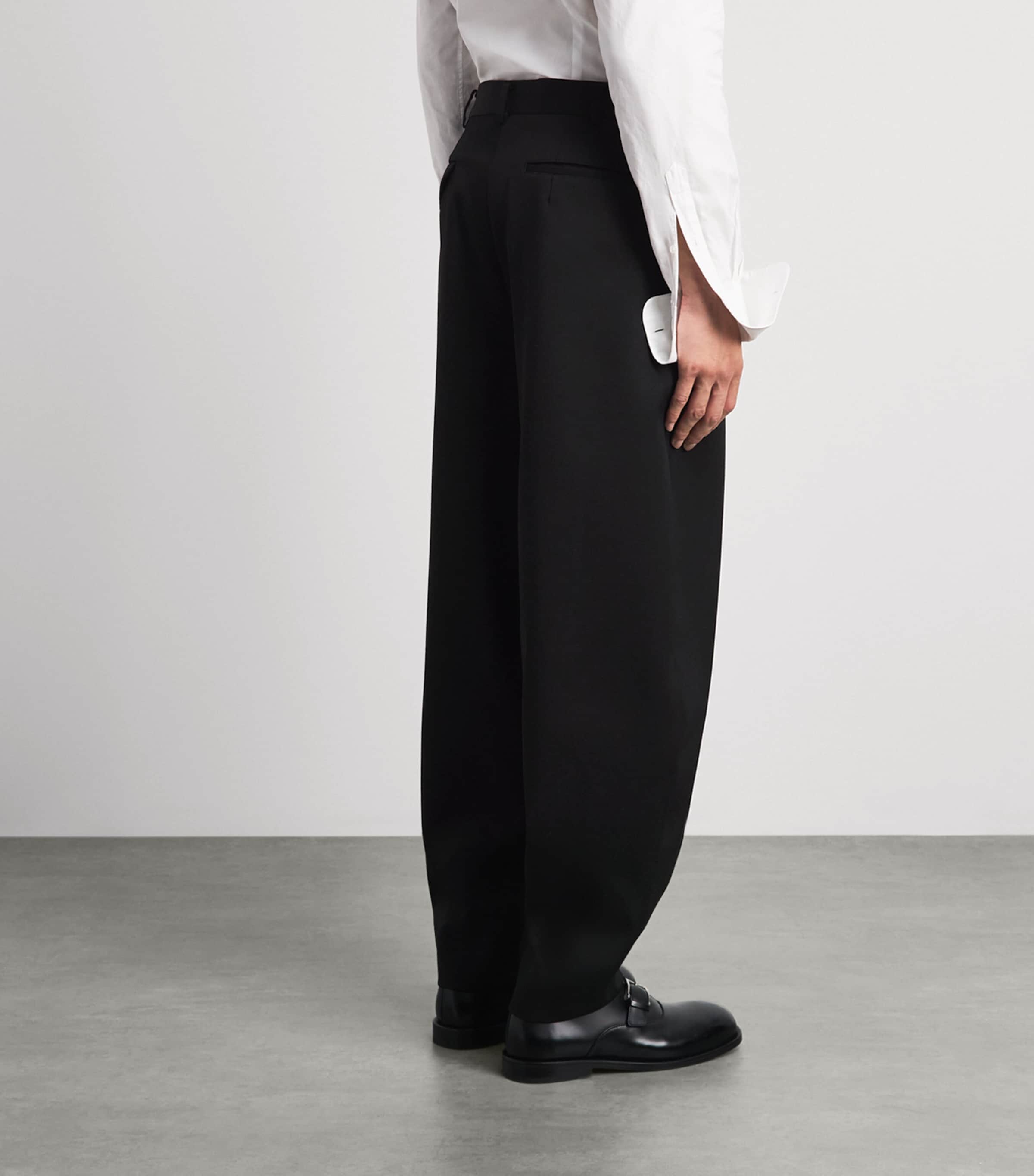 Comme Des Garçons Mens Wool Pleated Trousers Black Image 5