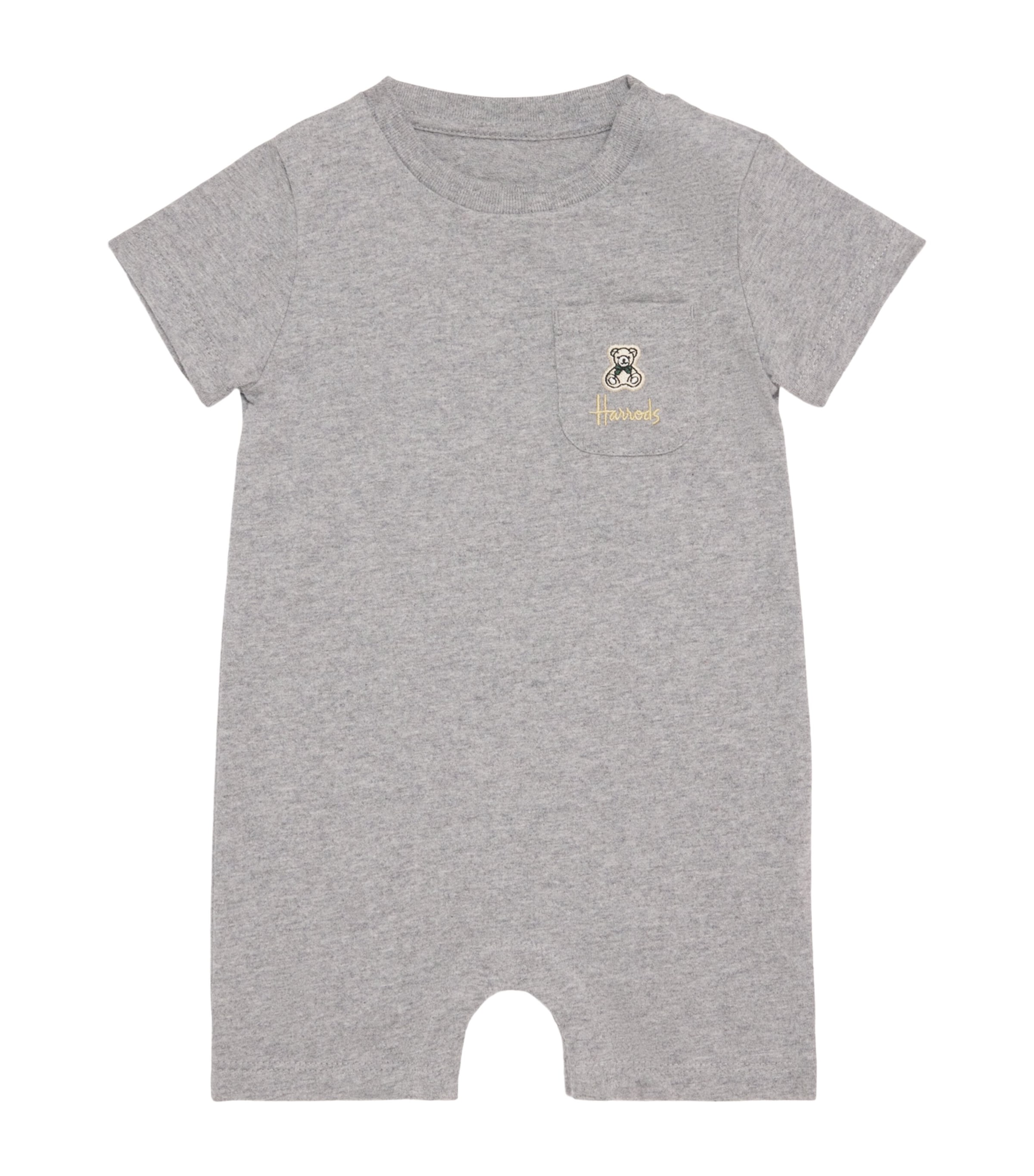 Harrods Jersey Bear Playsuit (0-18 Months) Grey Image 1