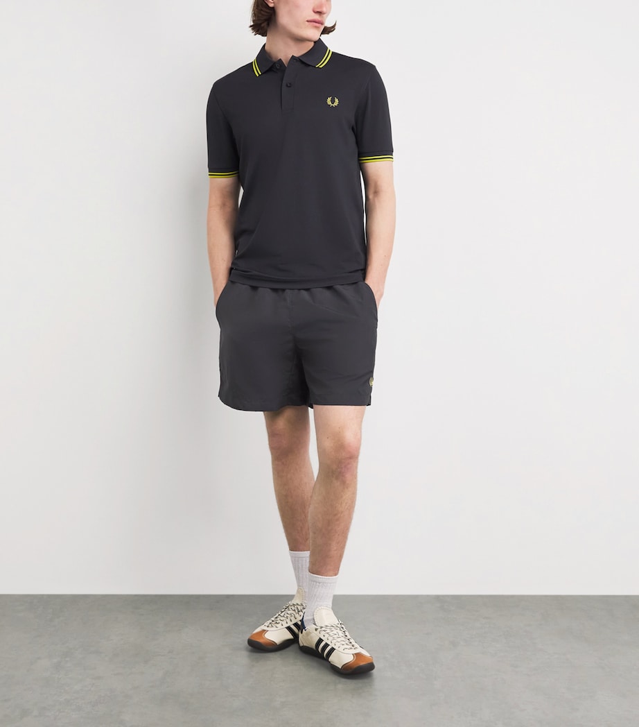Fred Perry Mens Logo Tennis Shorts Anchor Grey Image 2