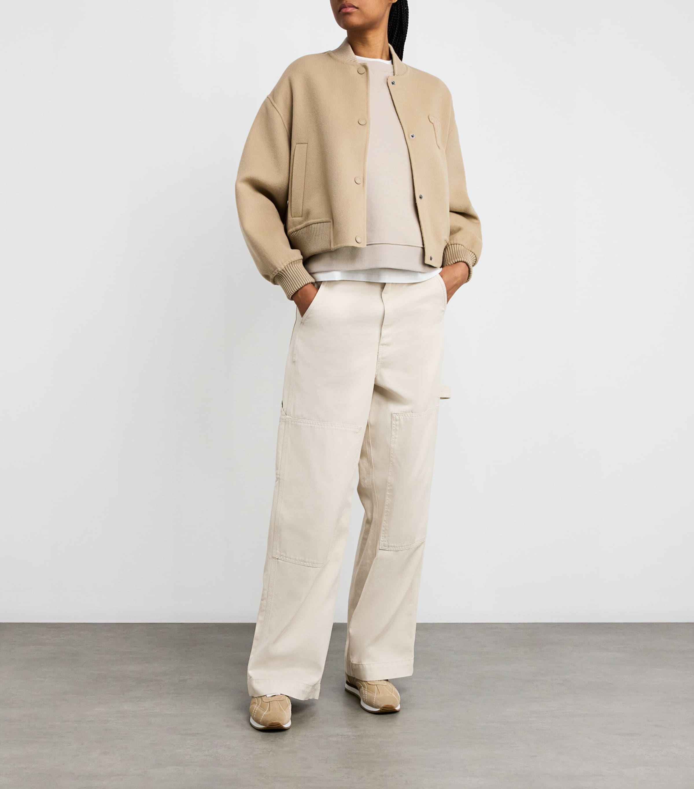 Cotton-Blend Embroidered-Logo Sweatshirt BEIGE Image 2