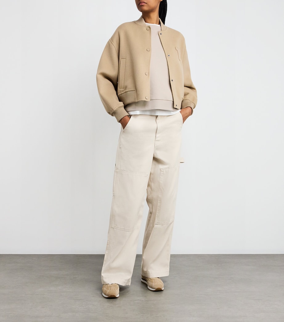 Cotton-Blend Embroidered-Logo Sweatshirt BEIGE Image 2