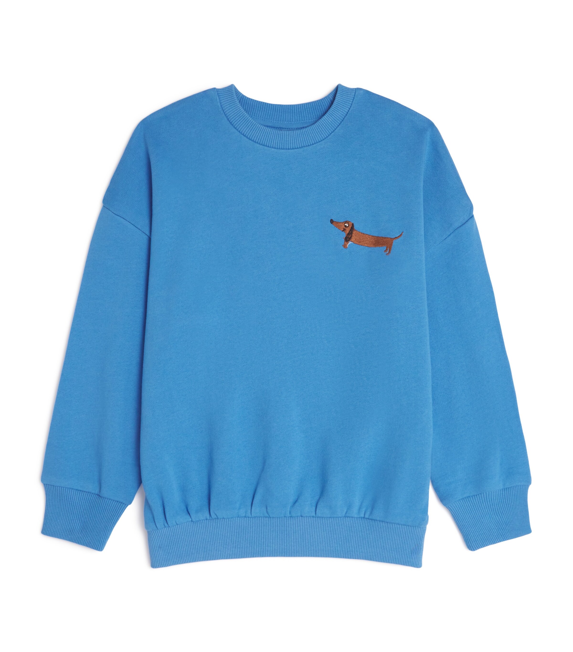 Mini Rodini Organic Cotton Embroidered Dog Sweatshirt (3-11 Years) Blue Image 1