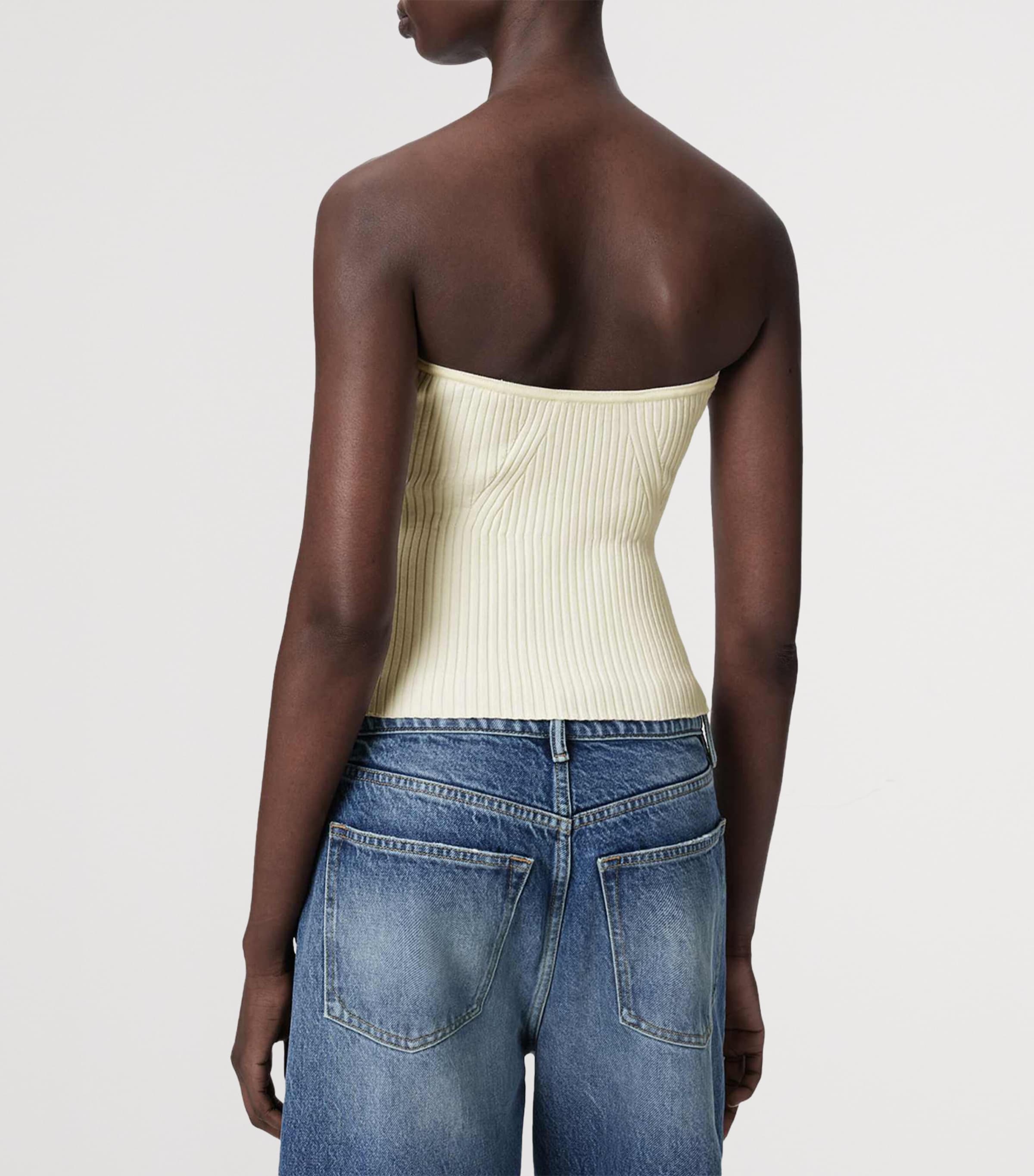 AllSaints Womens Knitted Bandeau Cruz Top Chalk White Image 4