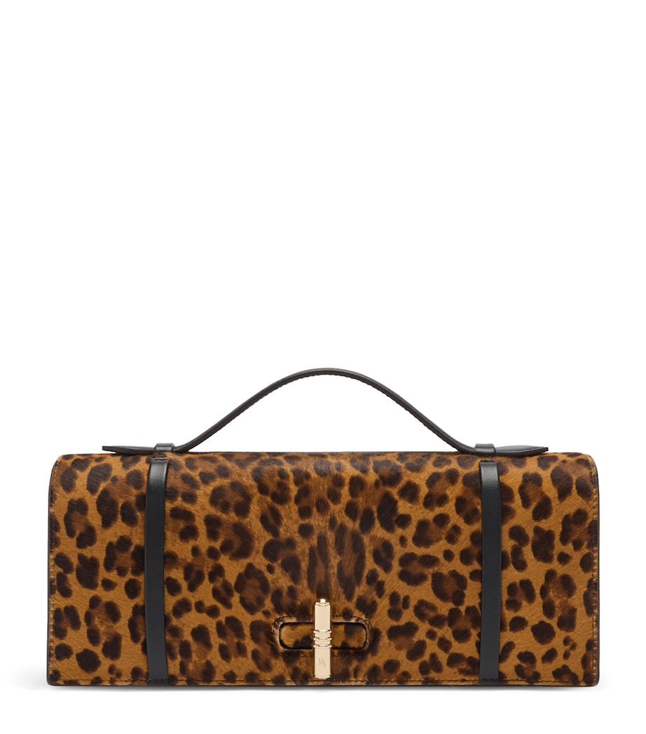 Leopard Calf Hair May Clutch Bag BROWN Image 1