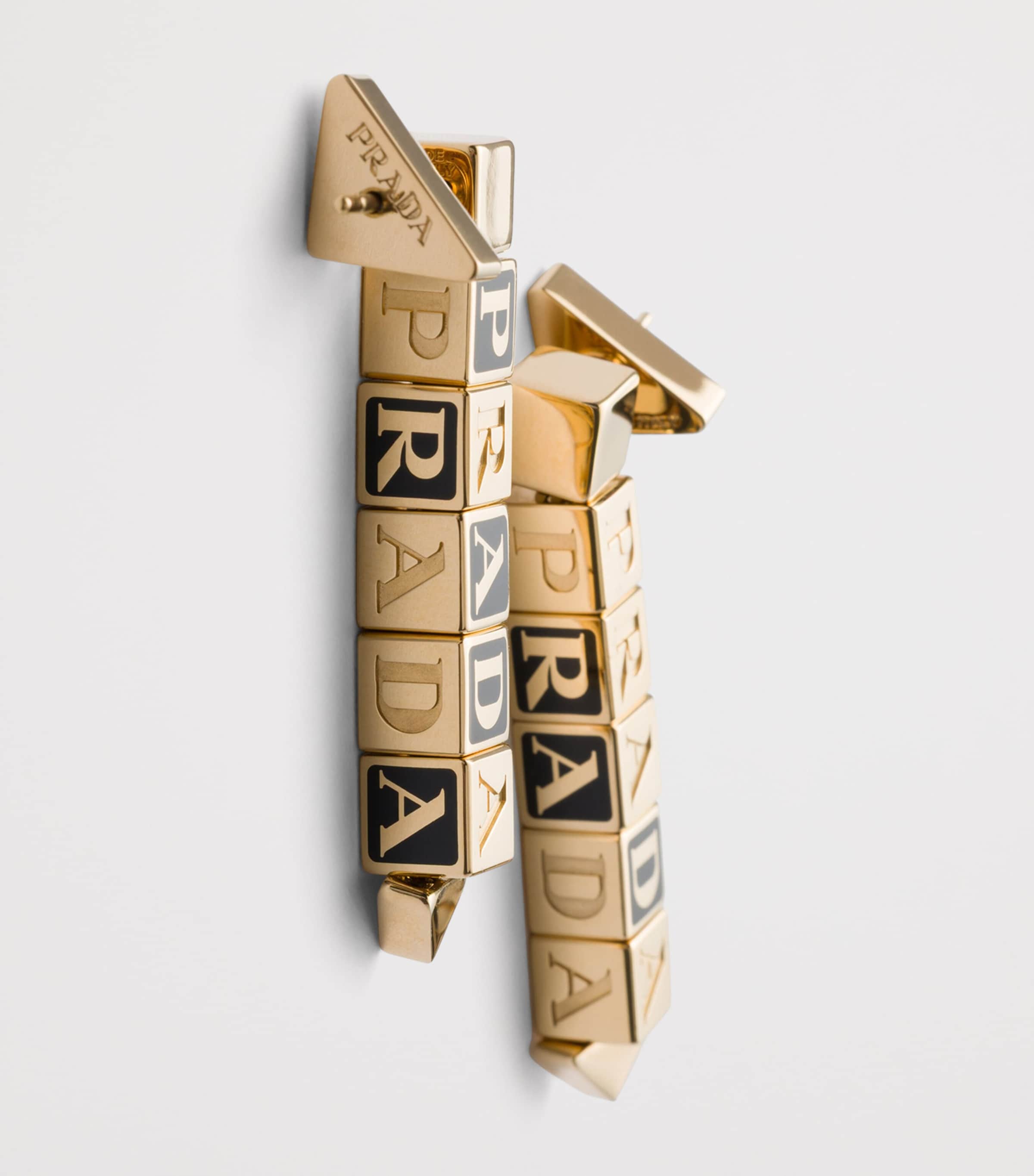 Prada Enamel-Detail Logo Earrings Gold/silver Image 2
