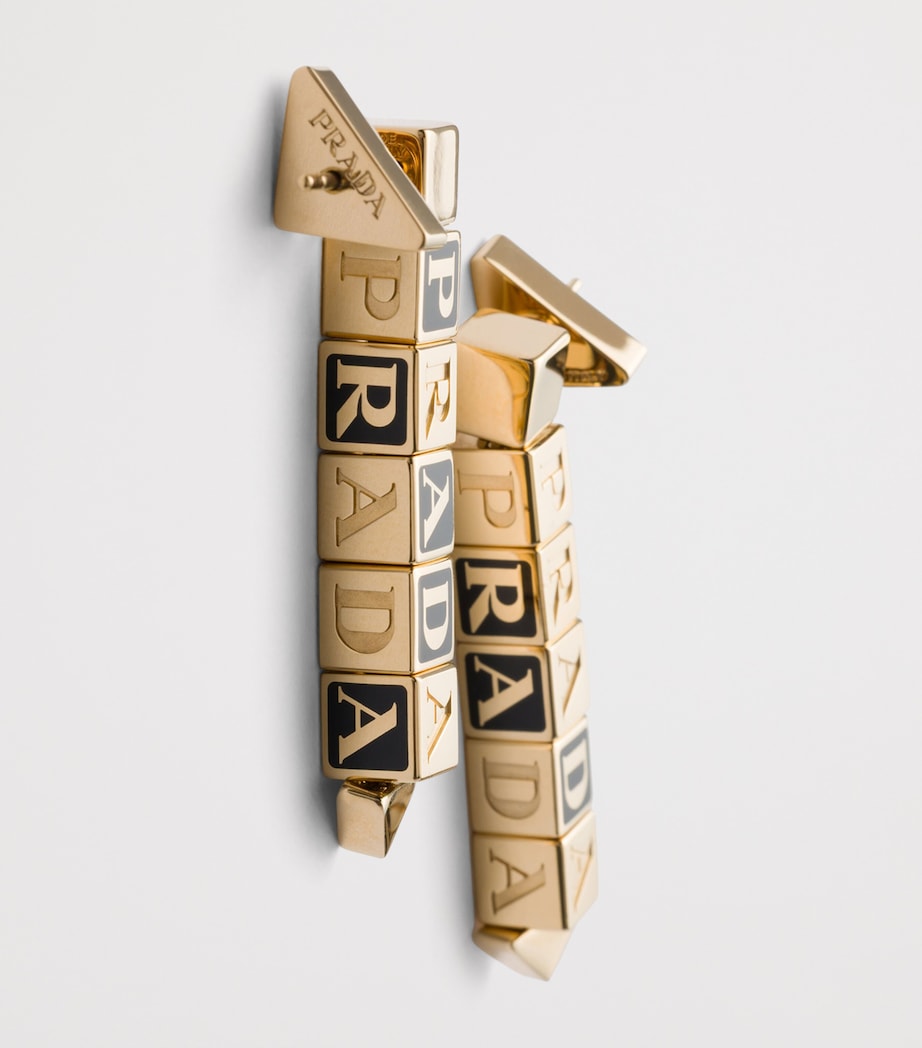 Prada Enamel-Detail Logo Earrings Gold/silver Image 2