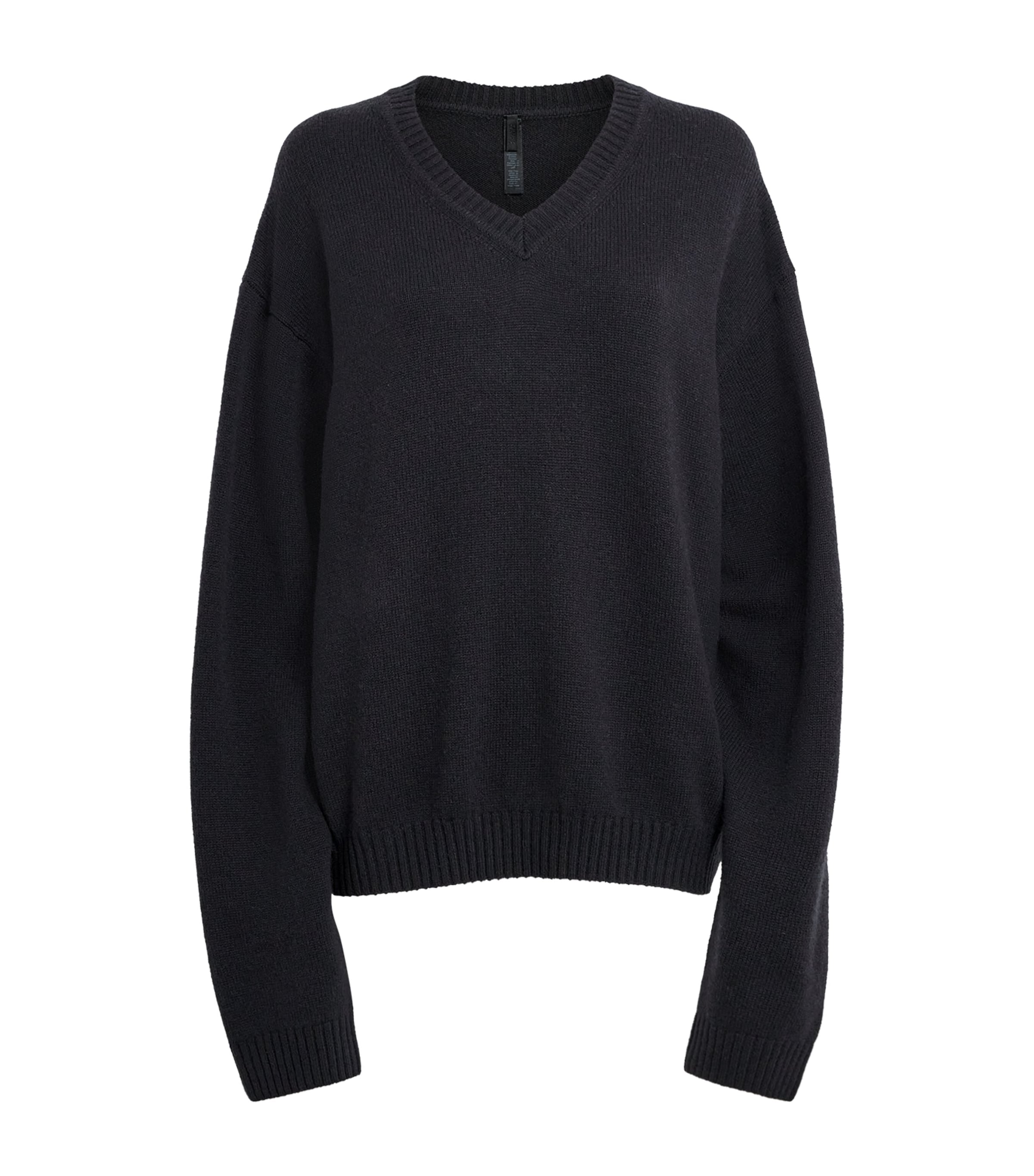 Skims Wool-cashmere Blend V-neck Sweater In Black