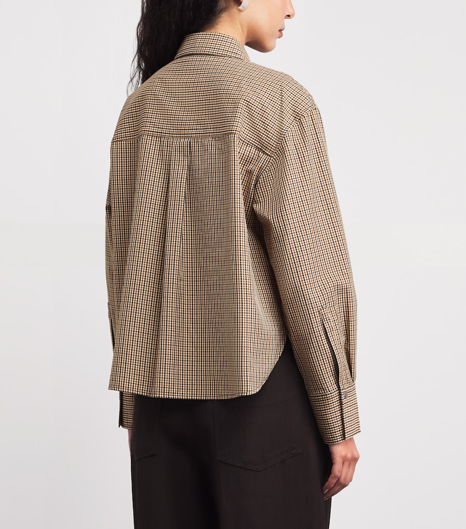 Vince Womens Cotton-Blend Check Shirt Ltwhtstn Chck Image 5