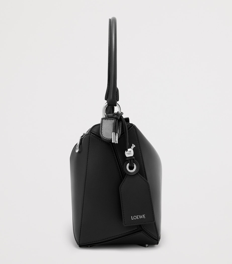 LOEWE Womens Medium Leather Featherlight Puzzle Top-Handle Bag Black Image 4