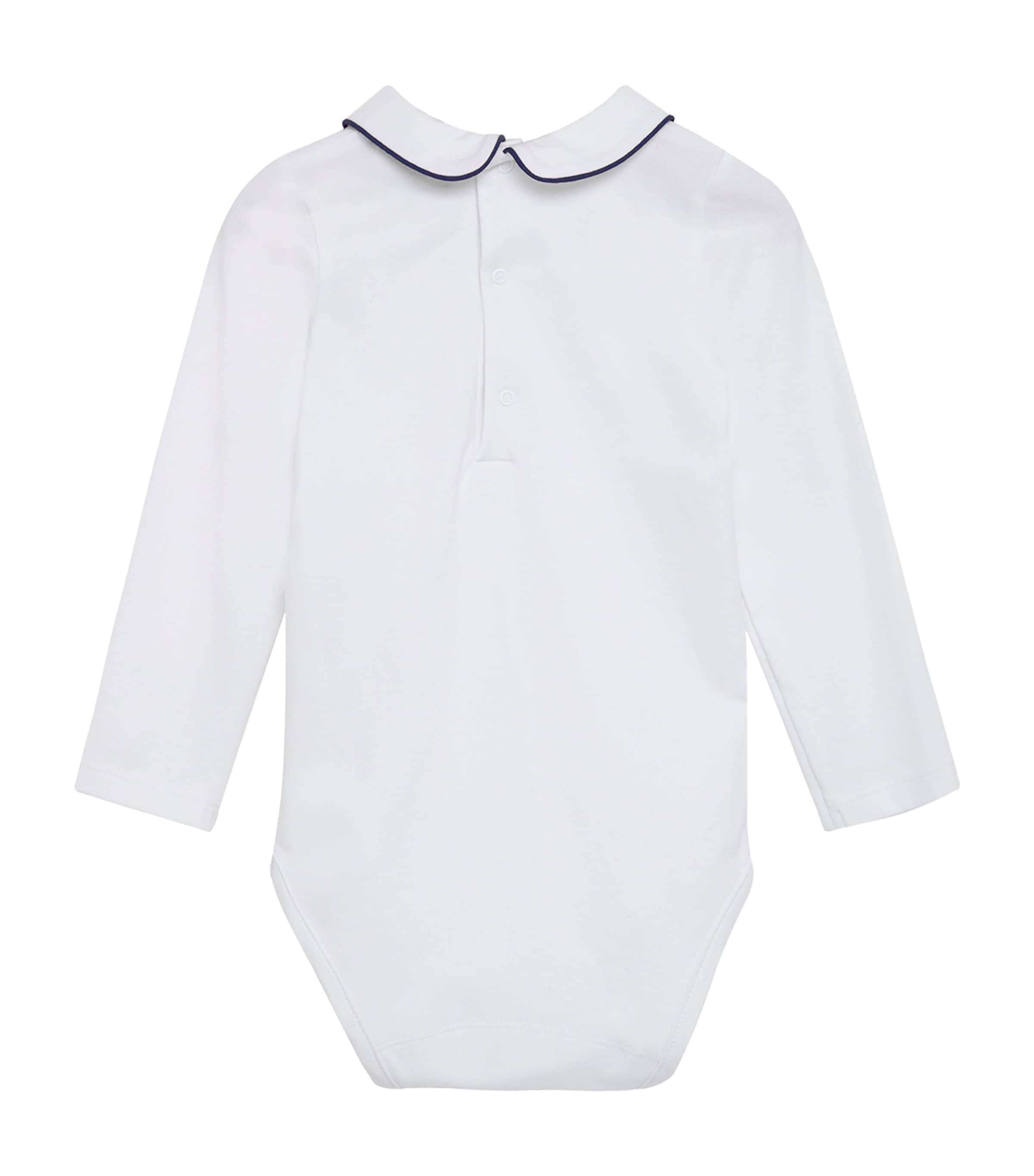 Trotters Piped-Collar Milo Bodysuit (0-24 Months) White / Navy Image 3