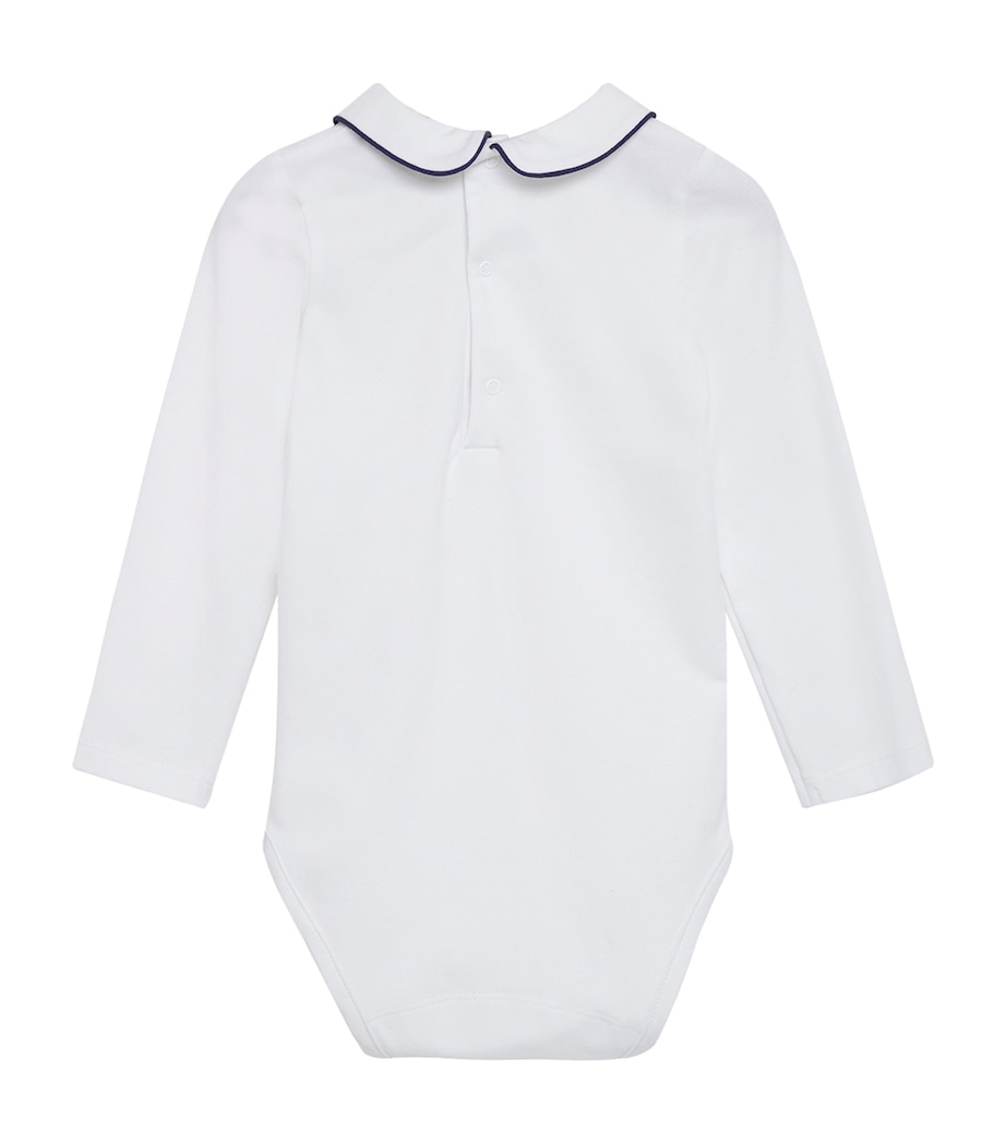 Trotters Piped-Collar Milo Bodysuit (0-24 Months) White / Navy Image 3
