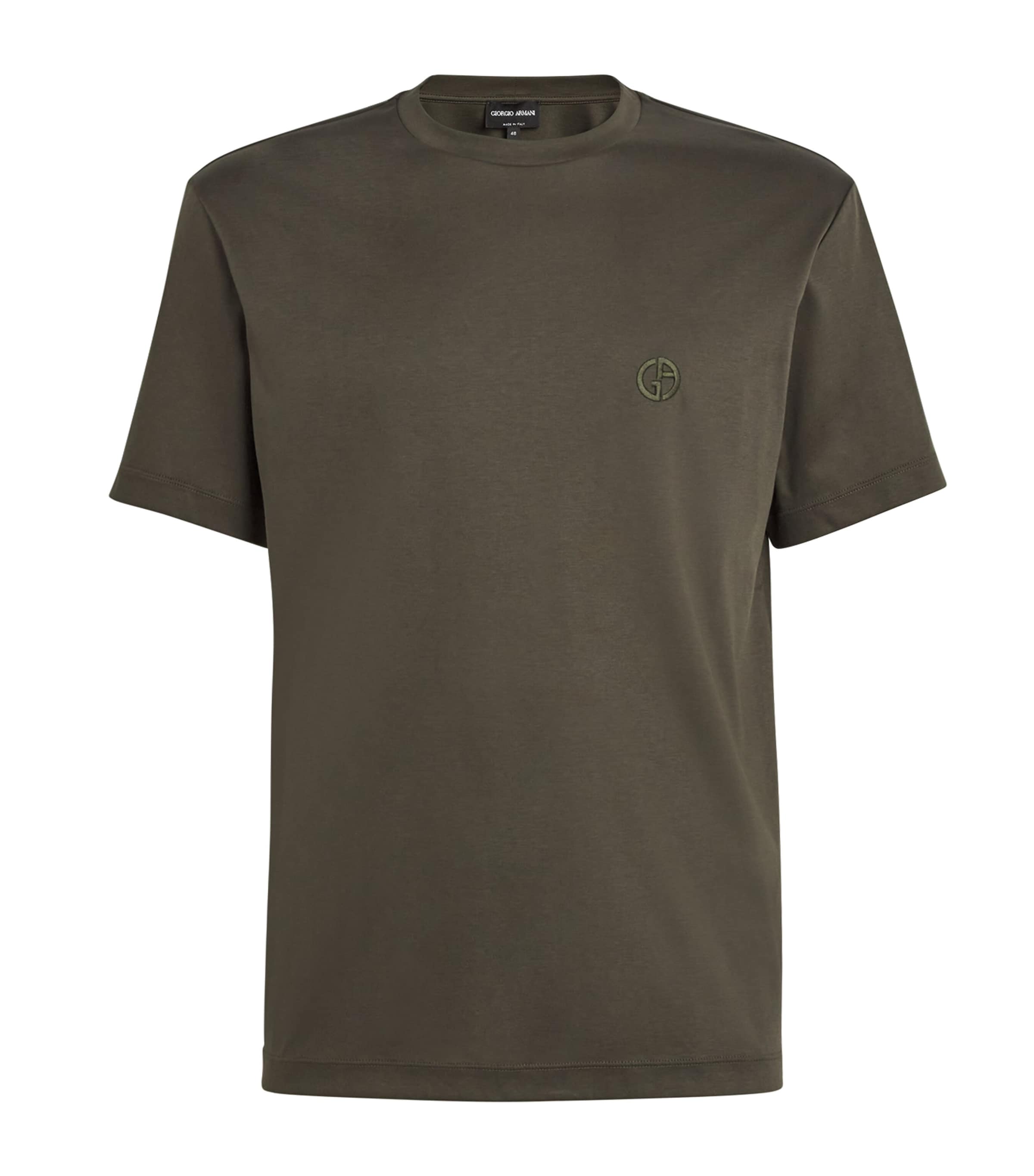 Giorgio Armani Cotton Interlock Logo T-shirt In Green