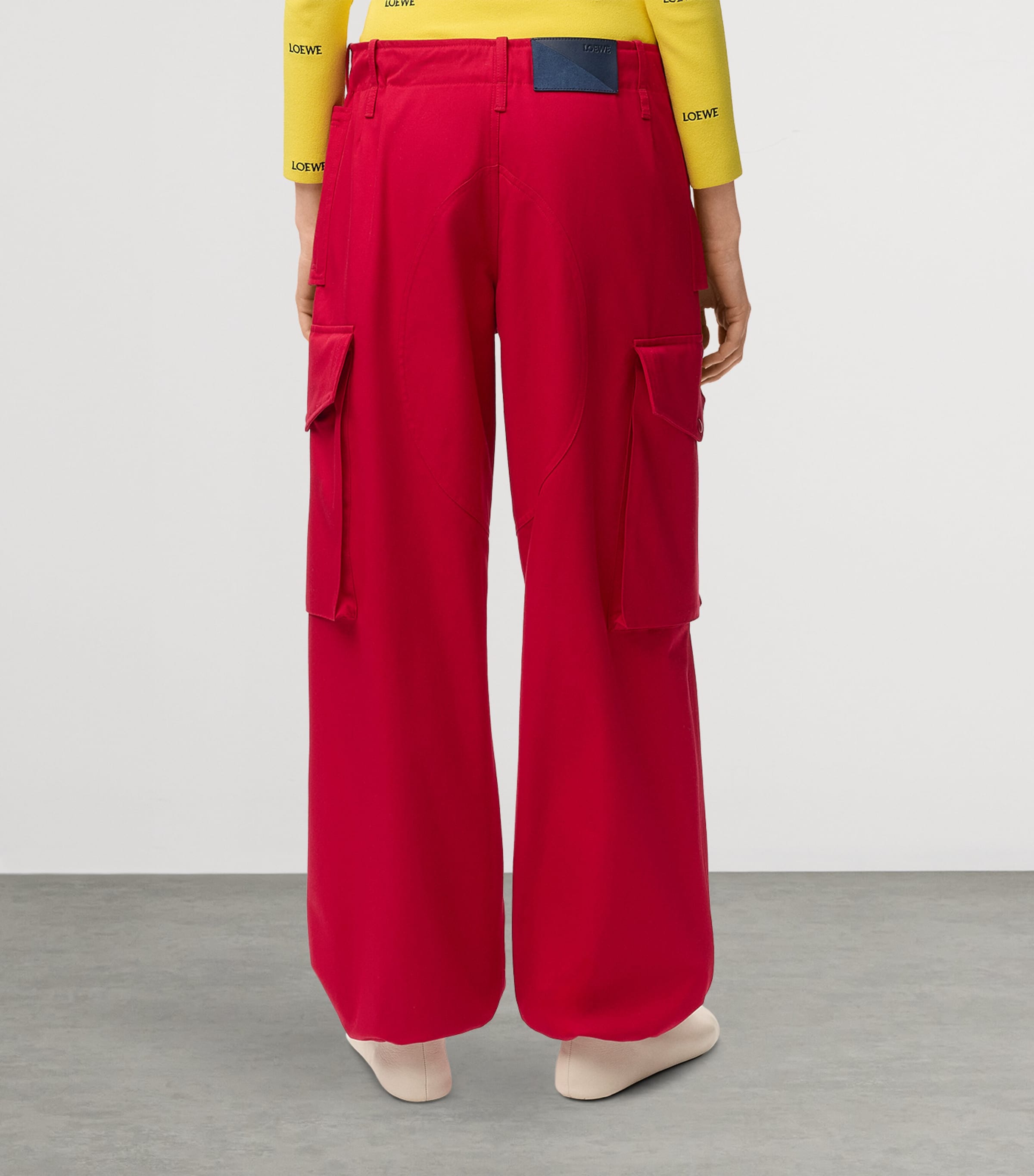 LOEWE Cotton-Silk Cargo Trousers Red Image 4