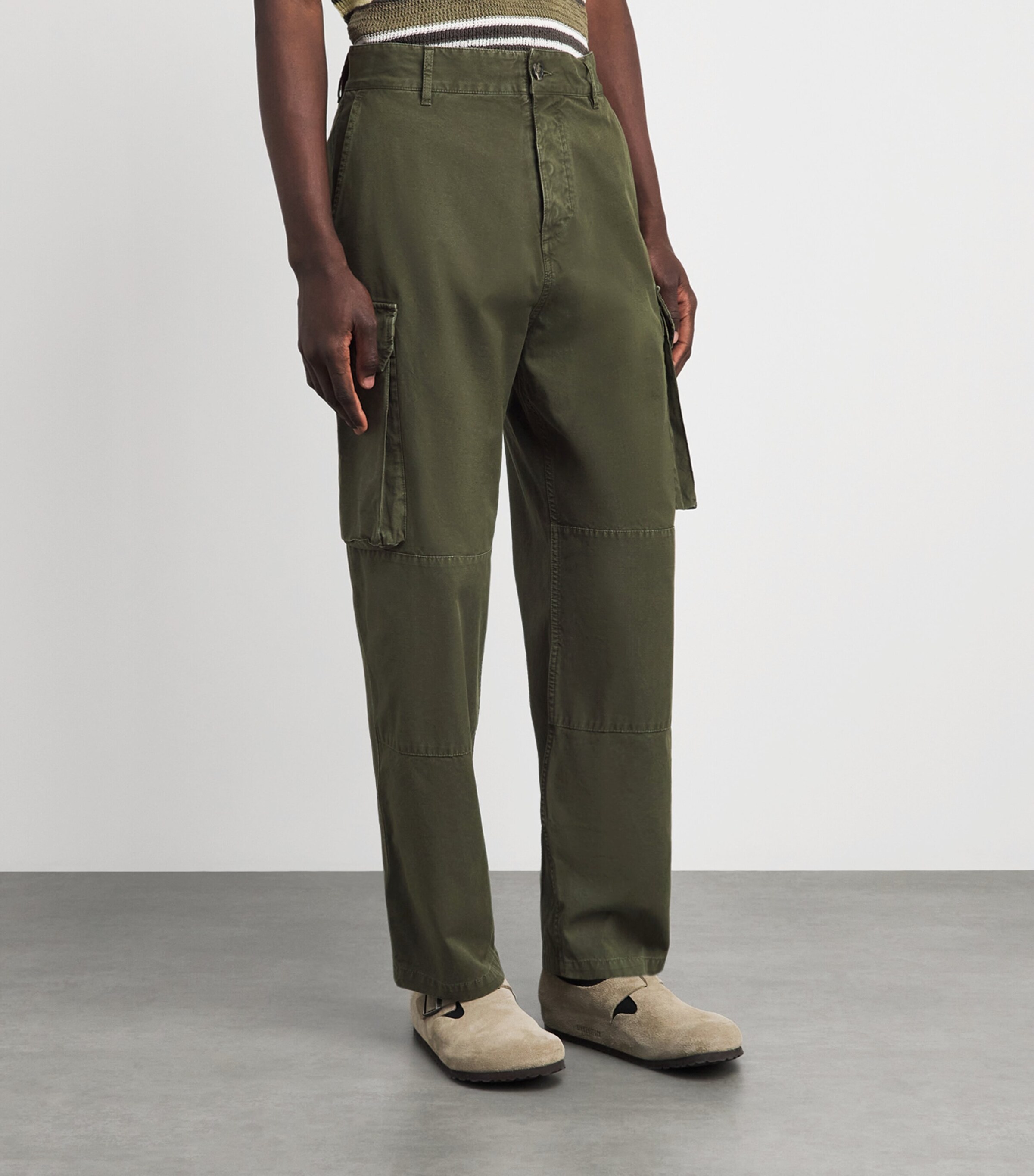 JW Anderson Mens Cotton Cargo Trousers Khaki Image 4