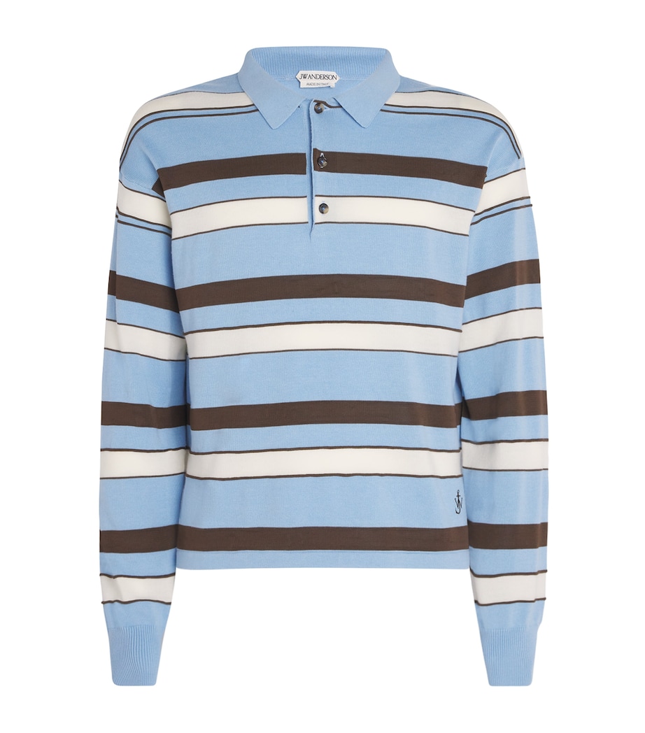 Cotton Rugby Stripe Polo Sweater MISTY BLUE 829 Image 1