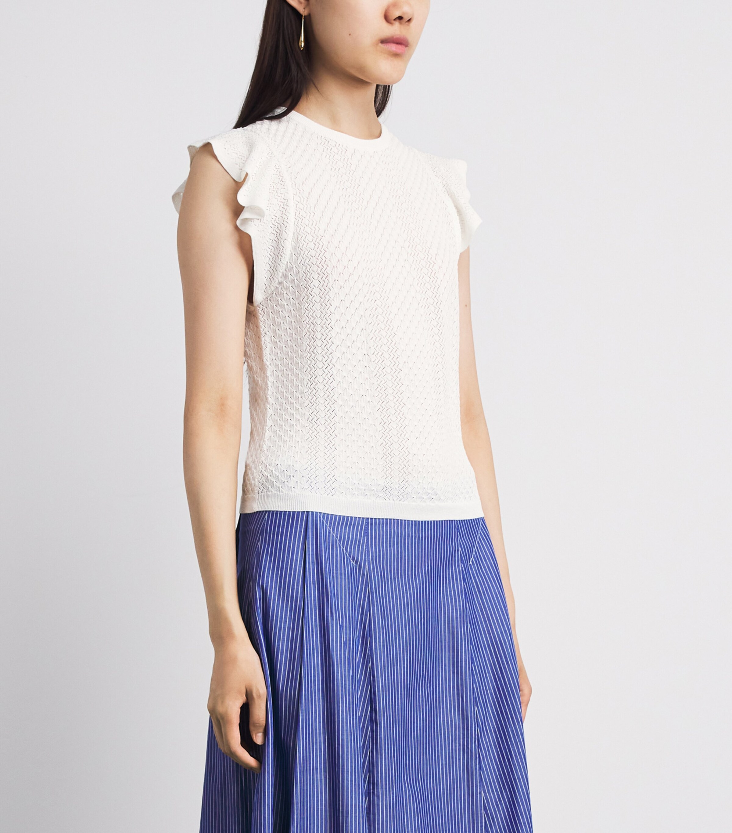 PAIGE Womens Ruffled Margo Tank Top White Image 4