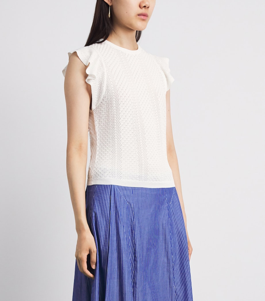 PAIGE Womens Ruffled Margo Tank Top White Image 4