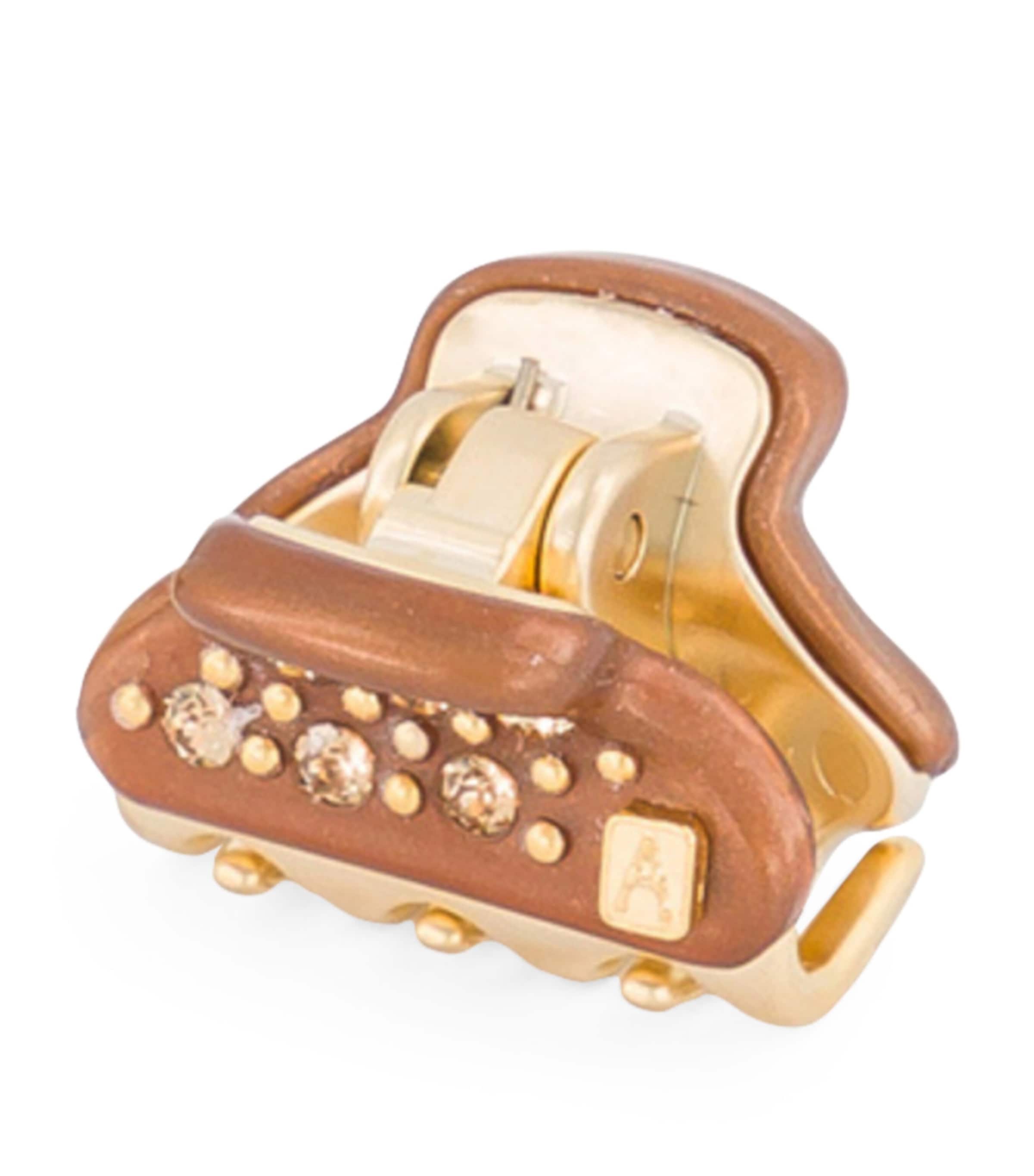 Gold-Plated Mini Claw Hair Clip X4- PAIL BRUN/OR Image 2