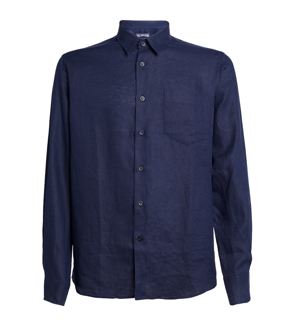 Vilebrequin Mens Linen Caroubis Shirt Blue Marine Image 2