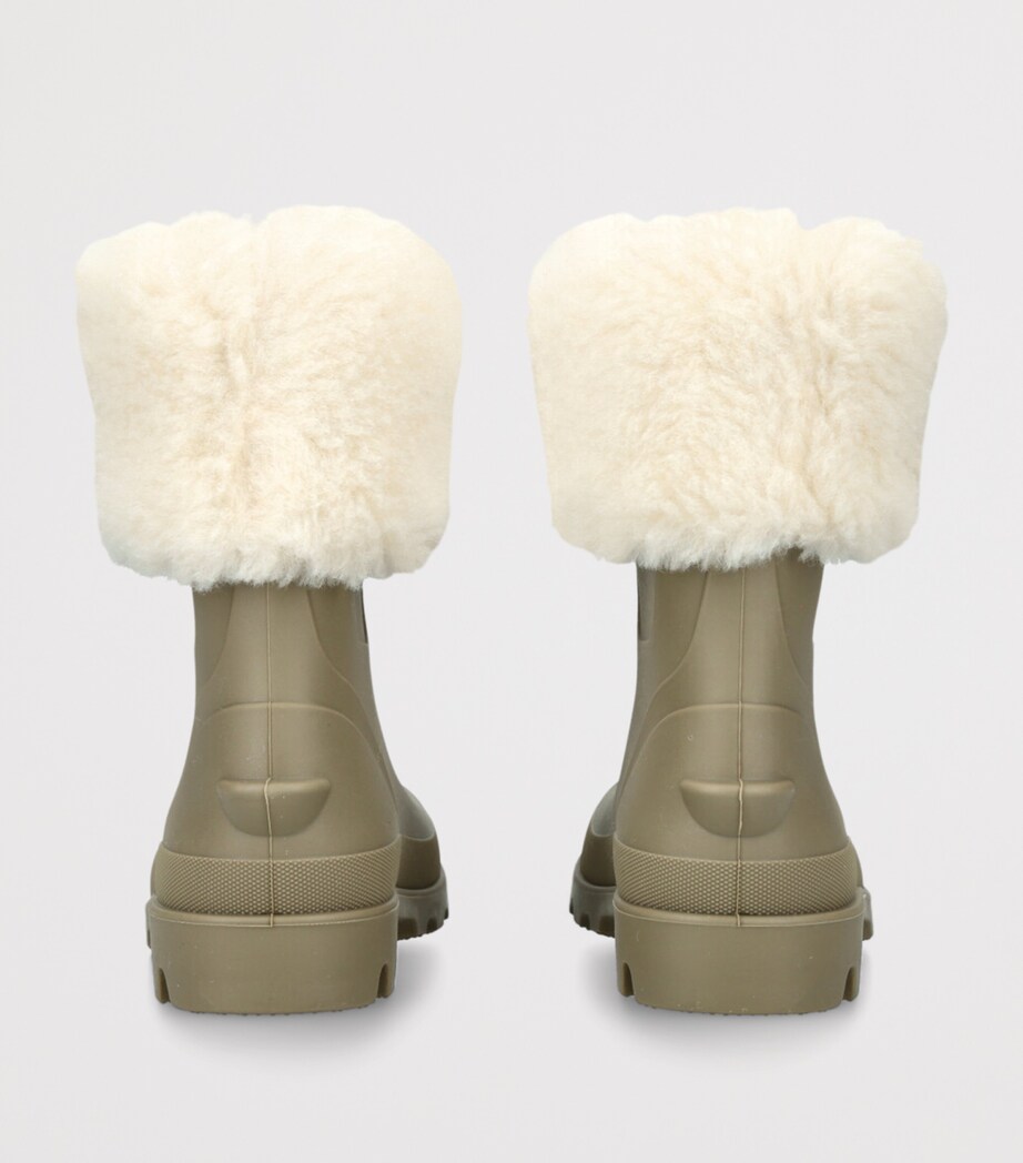 Chloé Kids Faux Shearling-Lined Rain Boots Taupe Comb Image 2