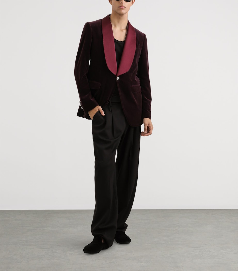 Velvet Embellished Tuxedo Jacket F0130-VERY DARK Image 2