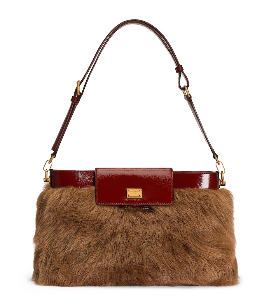 Dolce&Gabbana Fur and Leather Vittoria Shoulder Bag Rosa Anti Image 1