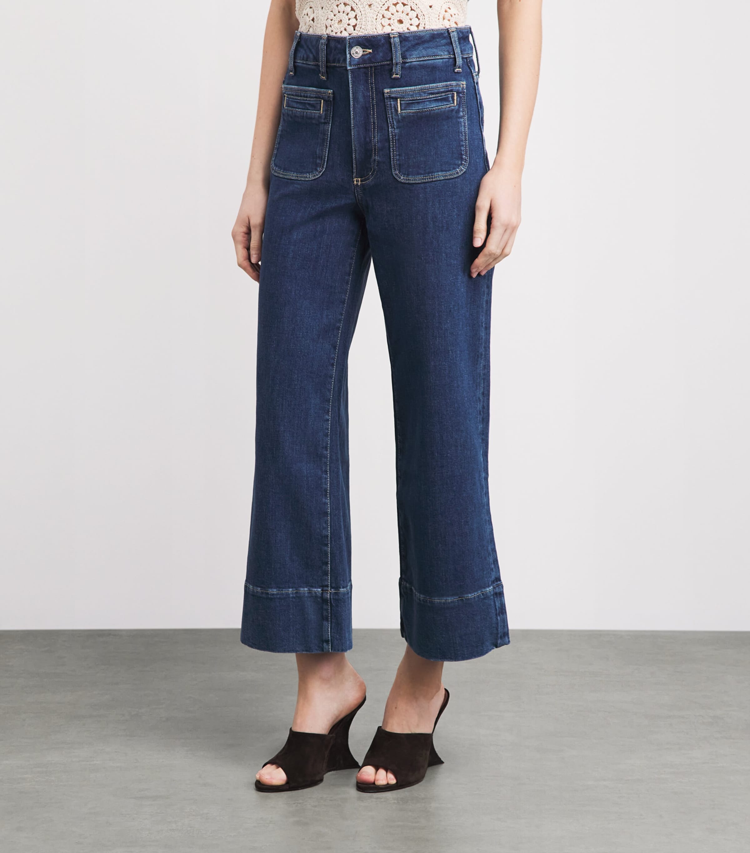 PAIGE Womens Anessa Wide-Leg Jeans Navigator Image 4