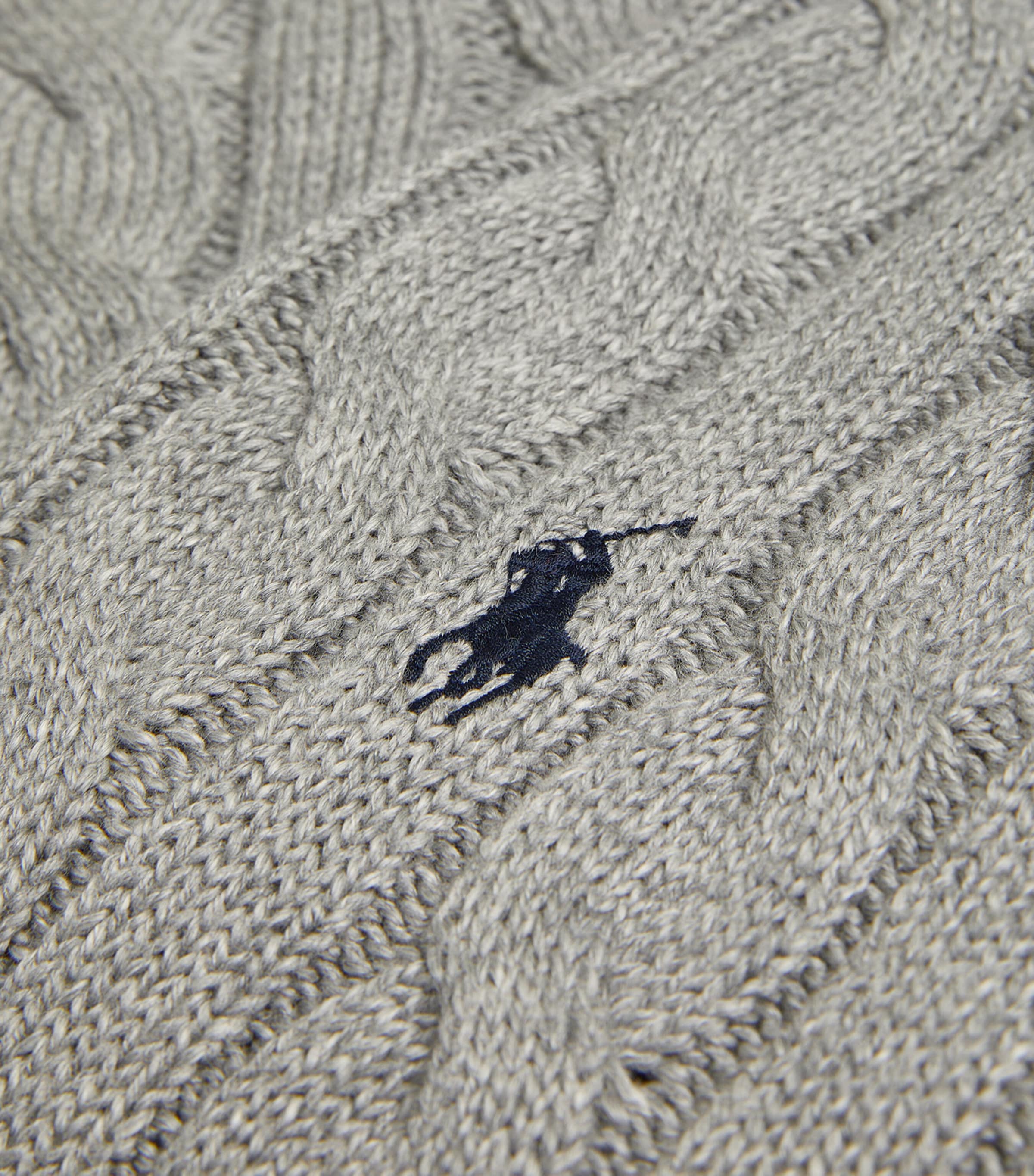 Cable-Knit Polo Logo Sweater GREY Image 5