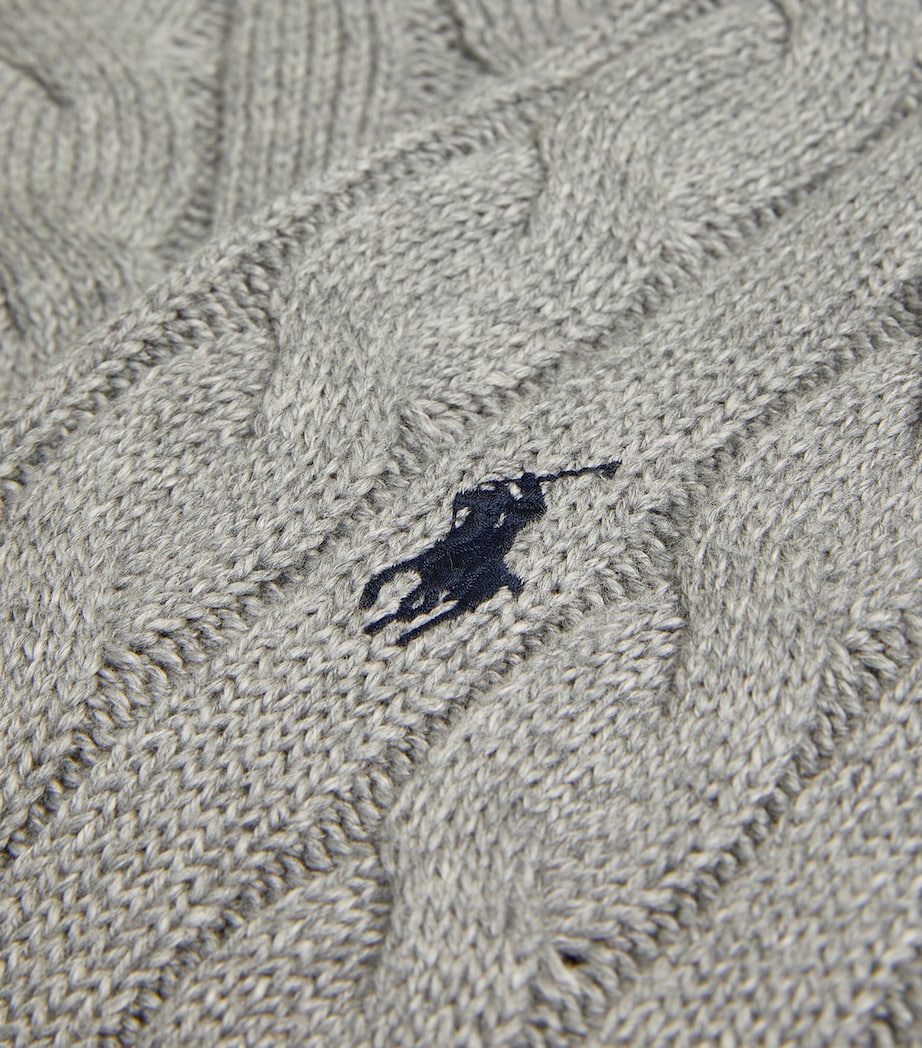 Cable-Knit Polo Pony Sweater GREY Image 5