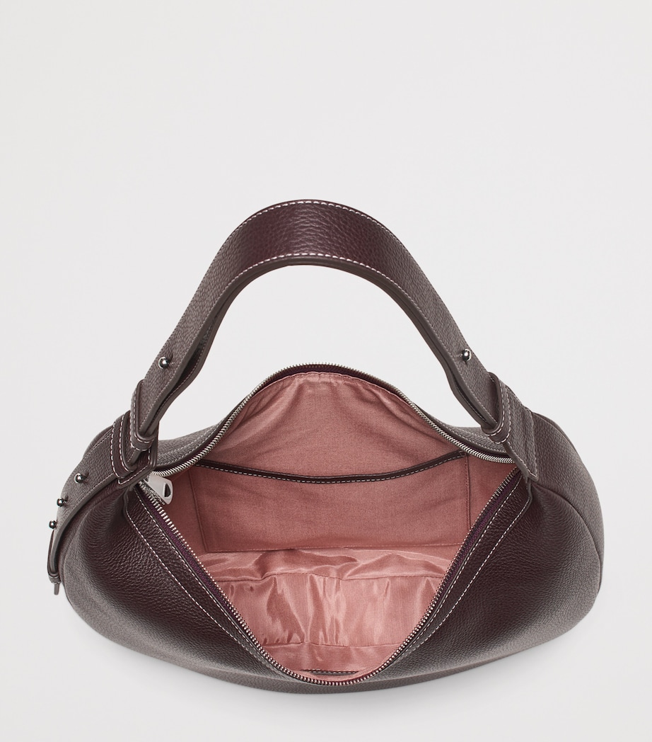 Leather Hudson Crescent Cross-Body Bag WINE Image 5
