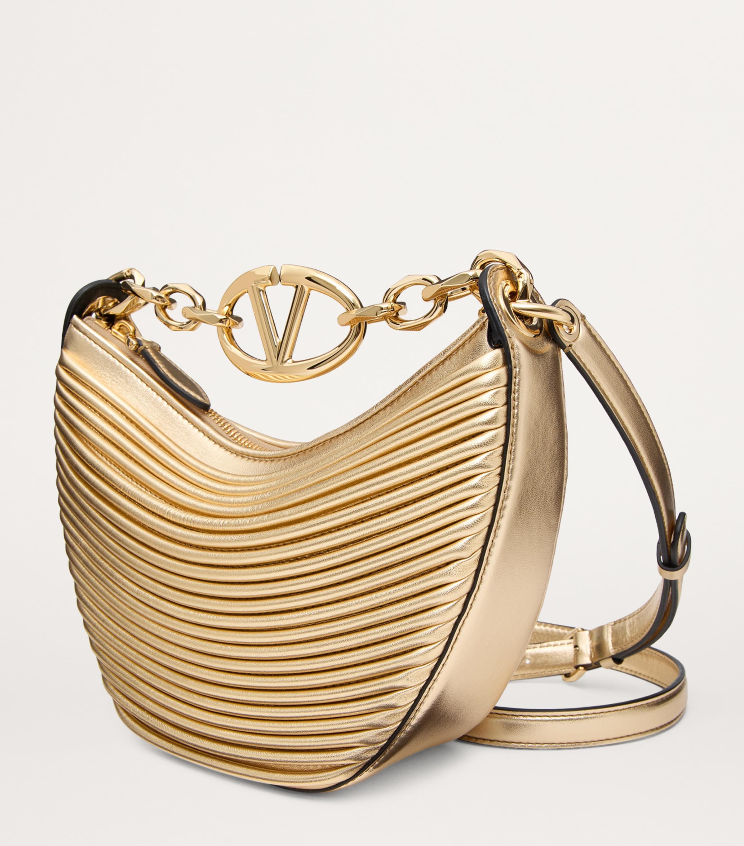 Valentino Garavani Leather Metallic VLogo Moon Mini Bag