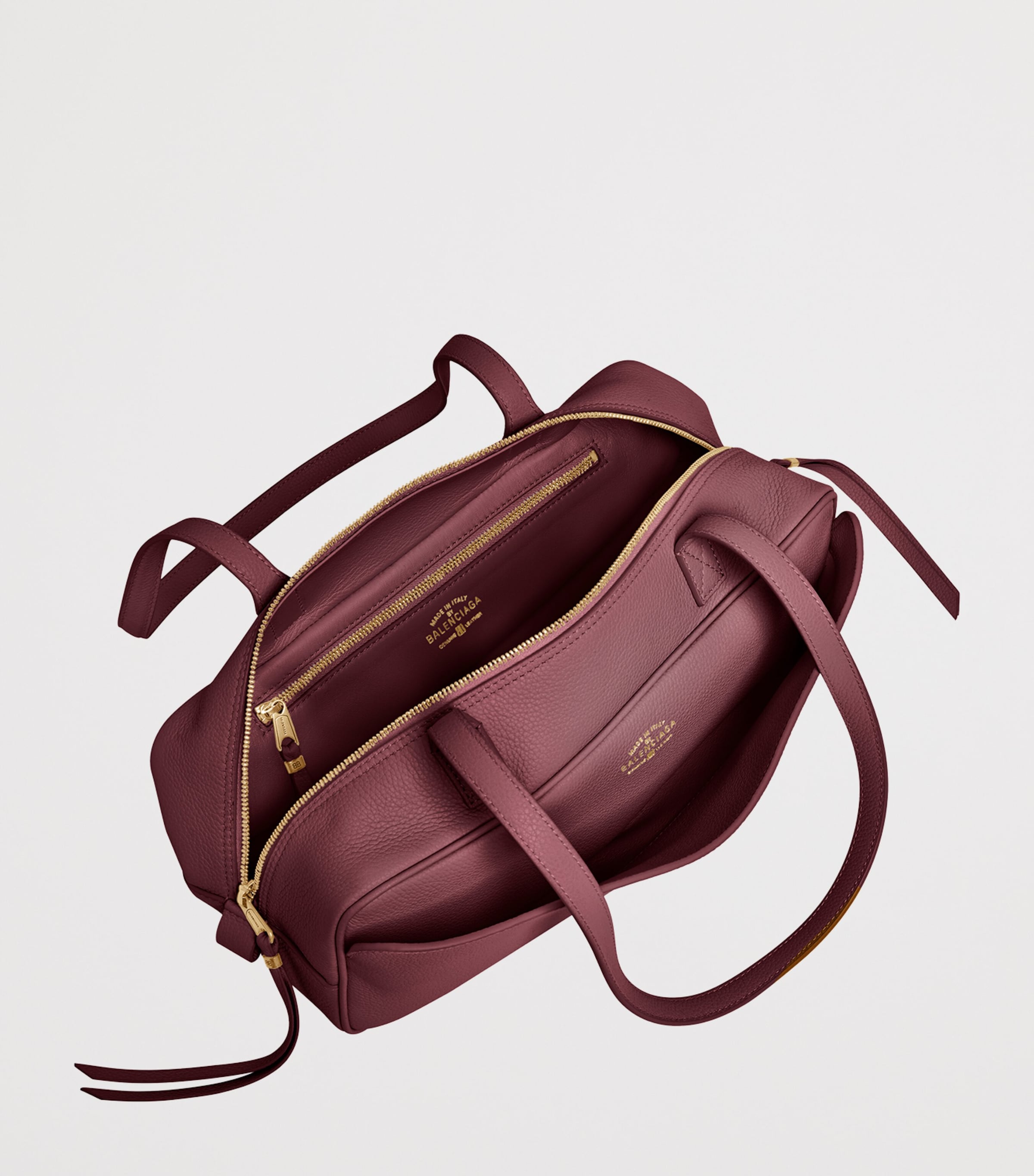 Balenciaga Red Small Leather Carrie Bowling Top-Handle Bag