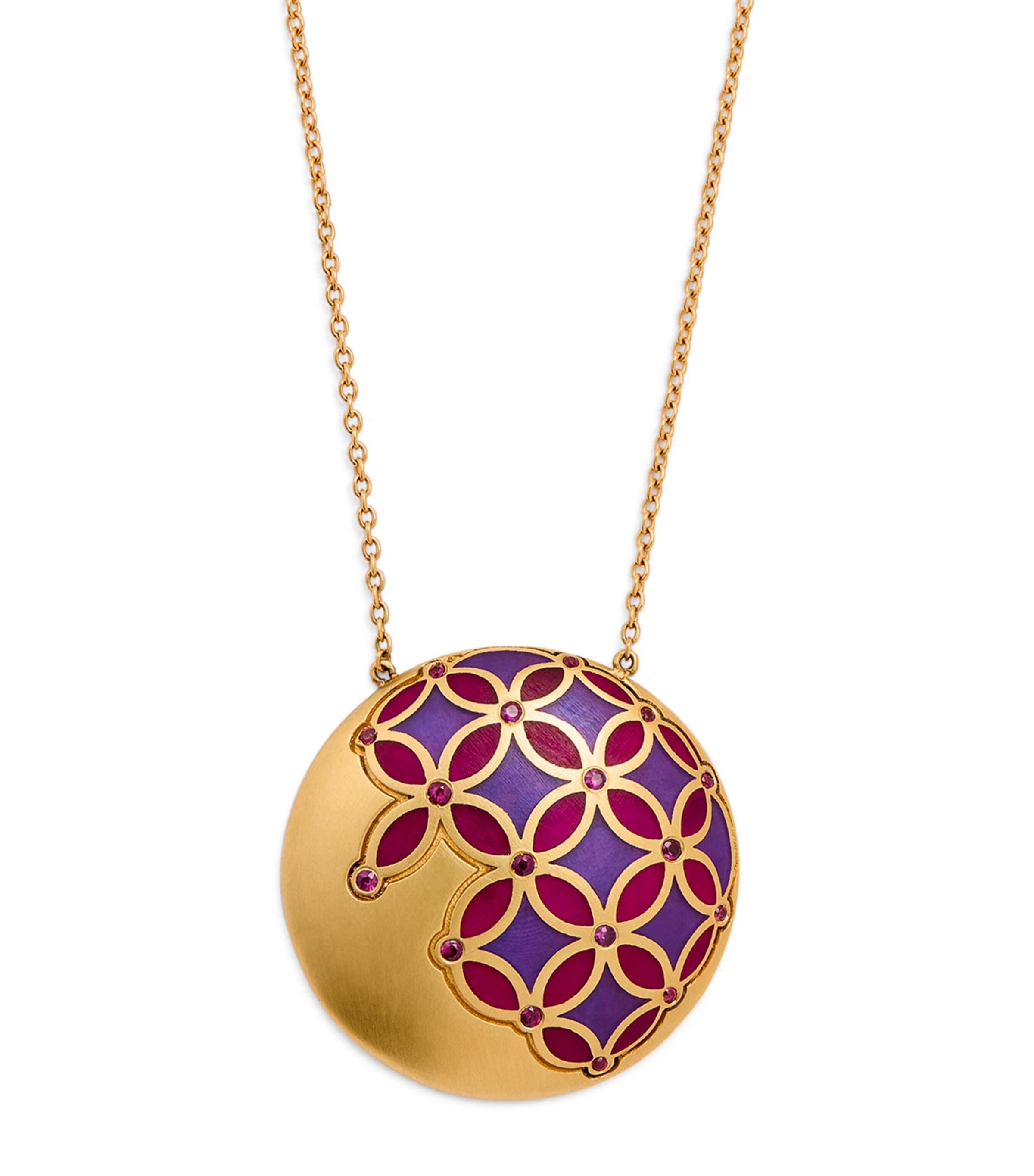 Nada Ghazal Yellow Gold, Enamel and Ruby My Muse Glory Necklace | Fine Jewellery | Fine Necklaces | Pendants