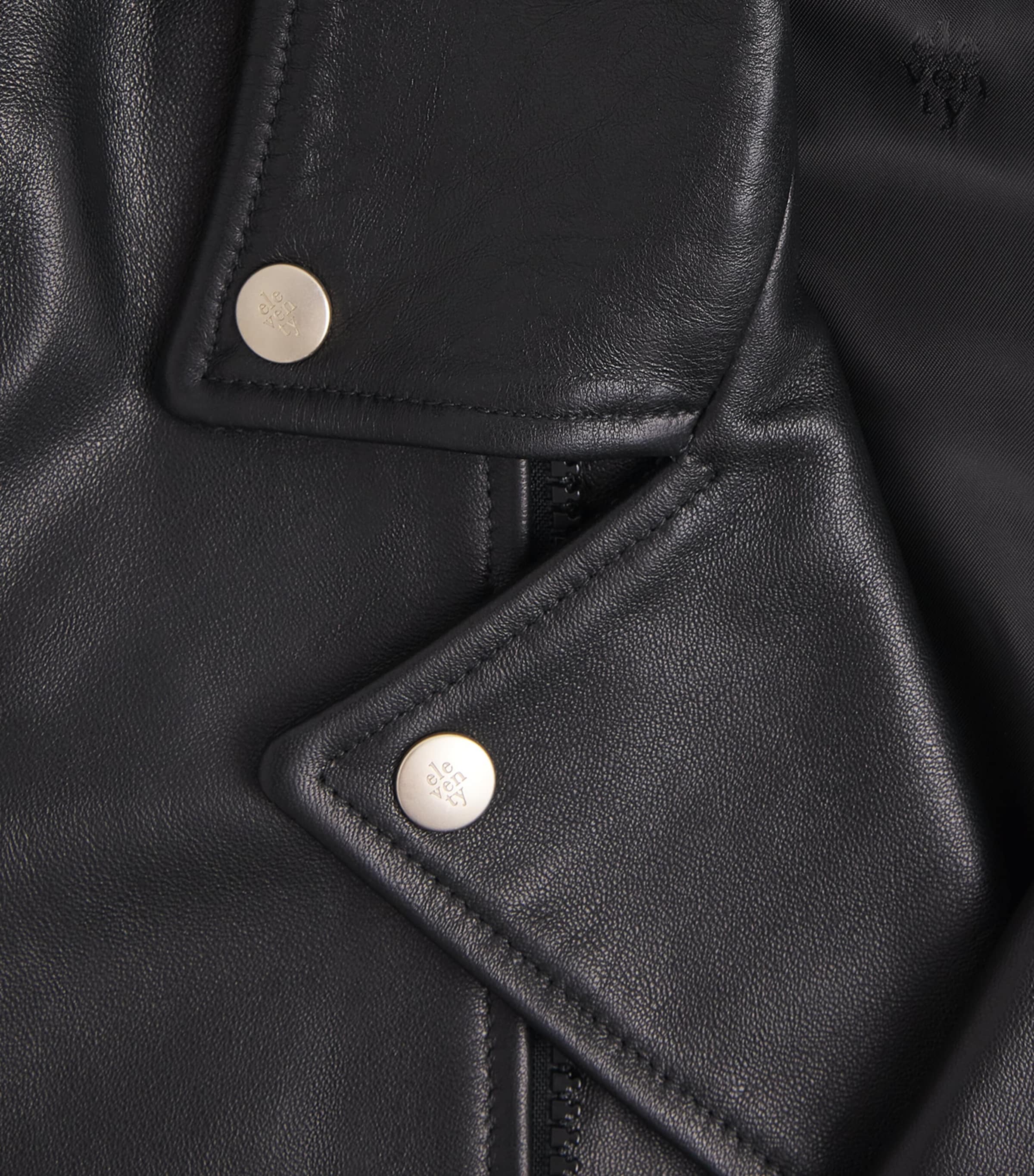 Eleventy Womens Biker Leather Jacket Nero Image 6
