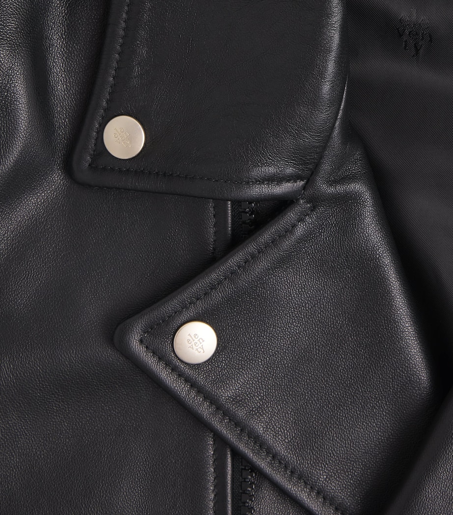 Eleventy Womens Biker Leather Jacket Nero Image 6