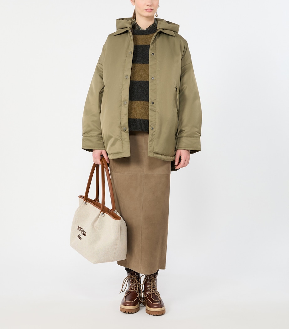 Weekend Max Mara Womens Suede Midi Skirt Kaki Image 2