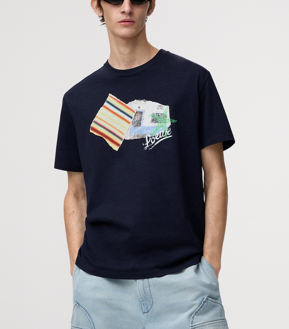 LOEWE Mens x Paula's Ibiza Relaxed T-Shirt Navy Blue Image 3