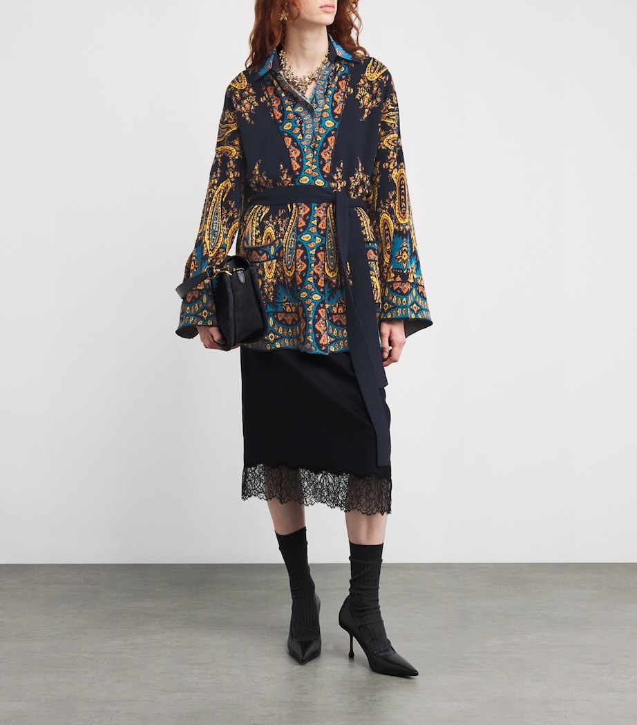 Etro Womens Jacquard Paisley Wrap Cardigan Image 2