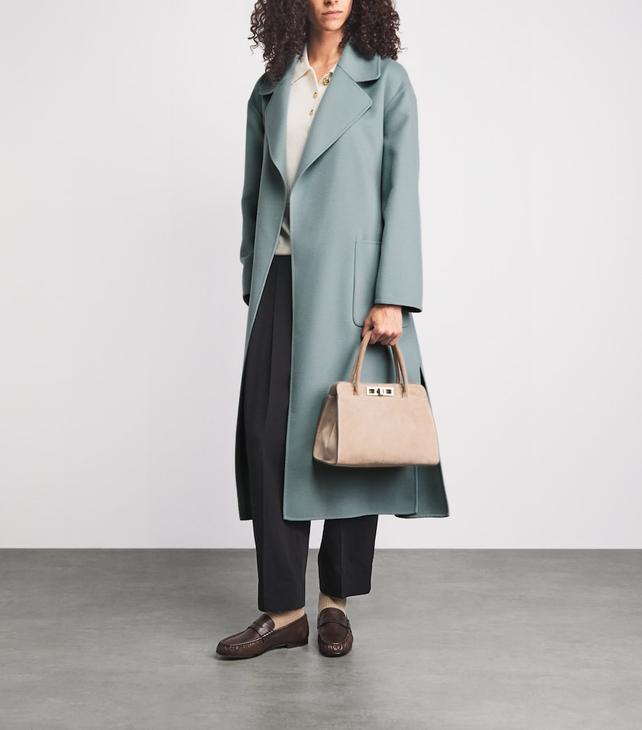 Fabiana Filippi Womens Wool Embellished Belted Coat Verde Image 2