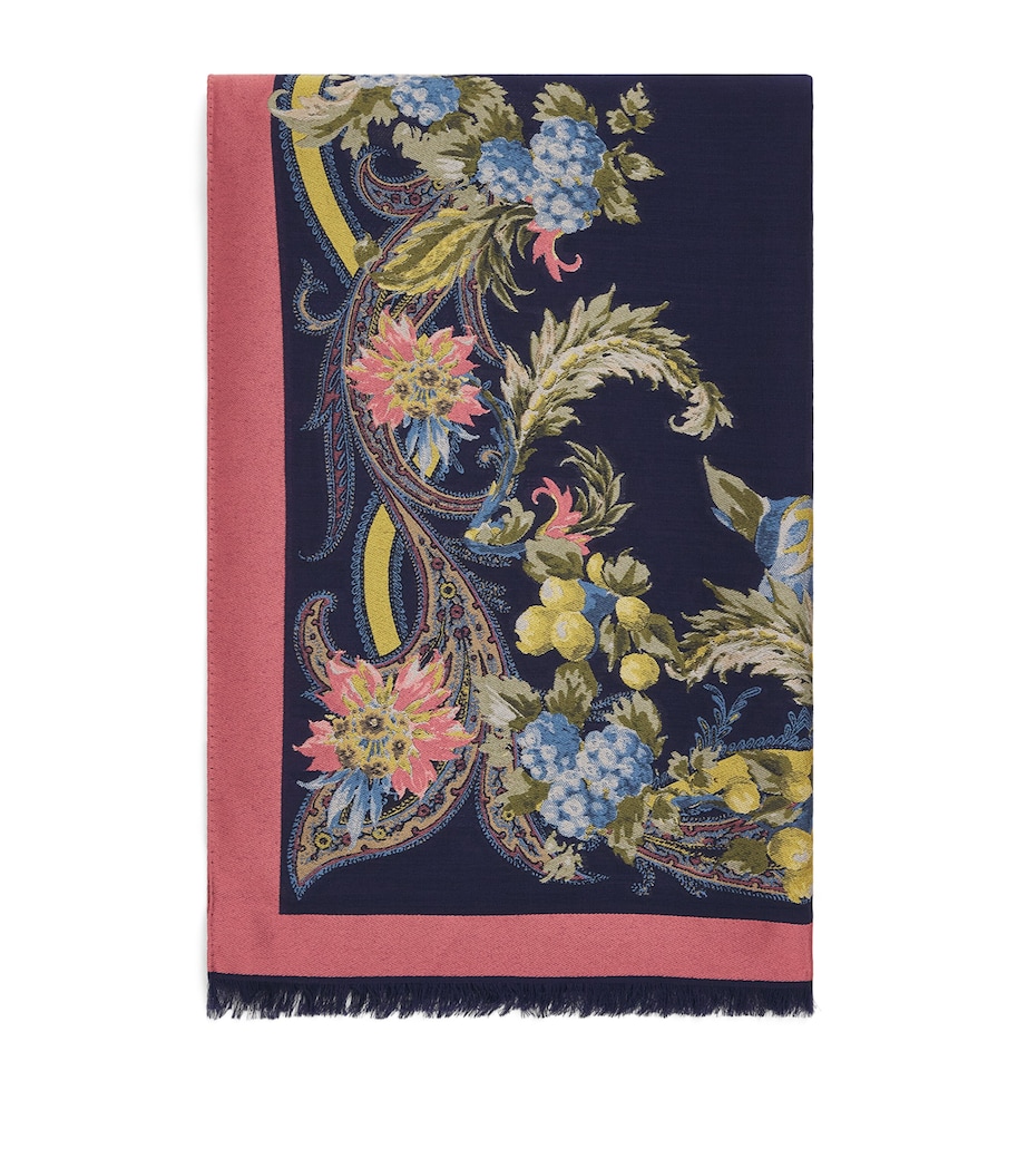 Etro Wool-Blend Paisley Boheme Scarf Print/blue Bs Image 1