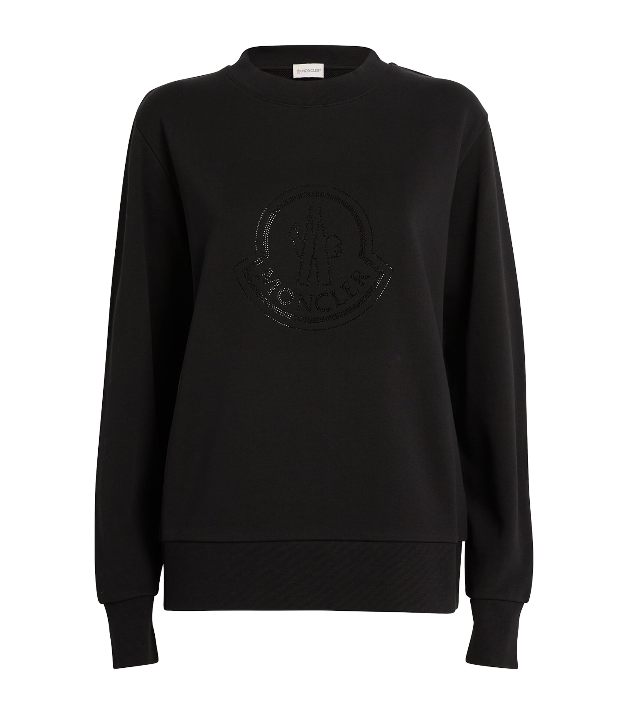 Shop Moncler Rhinestone Logo Sweatshirt In Black