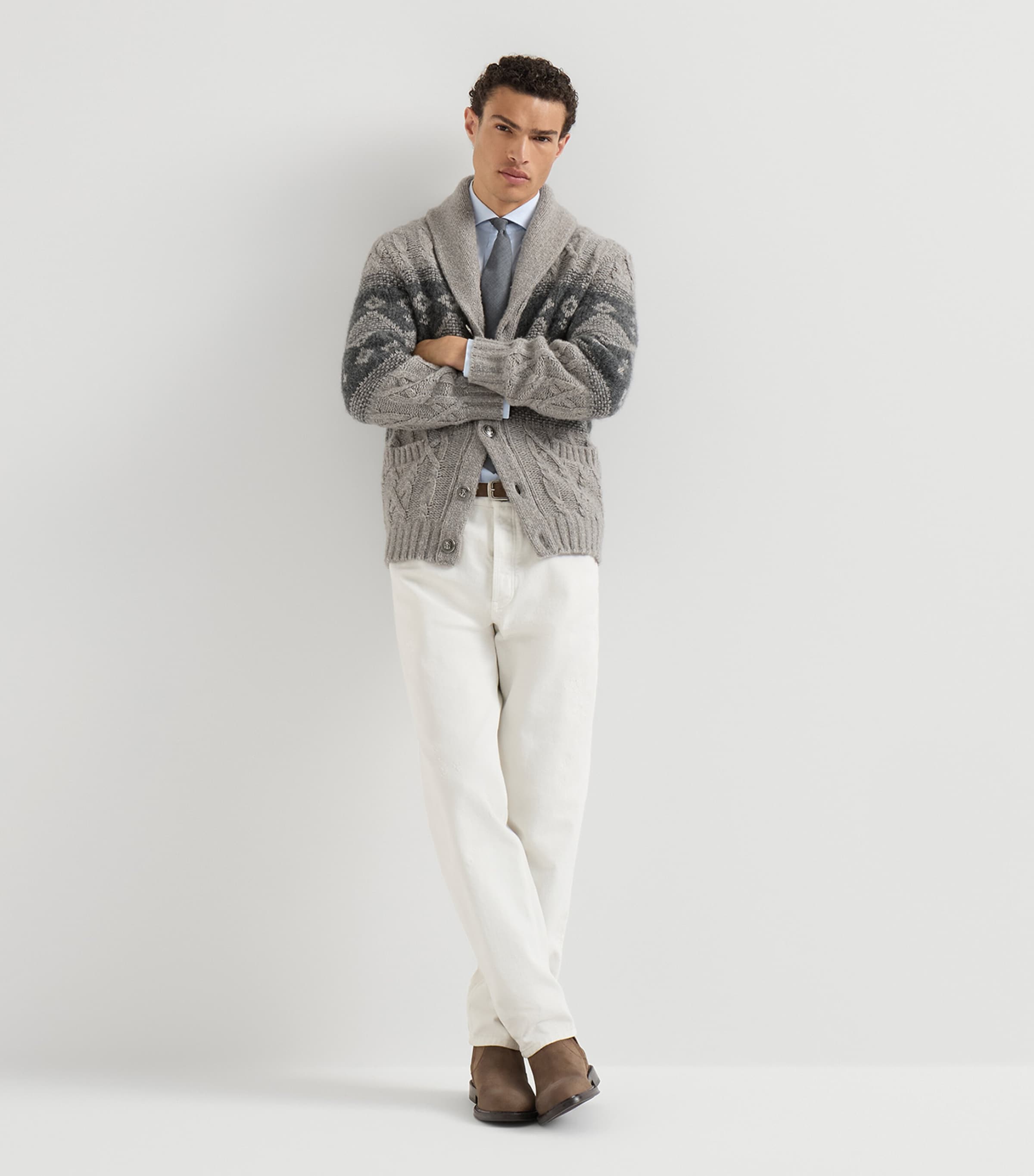 Brunello Cucinelli Mens Virgin Wool-Silk-Cashmere Cardigan Image 5