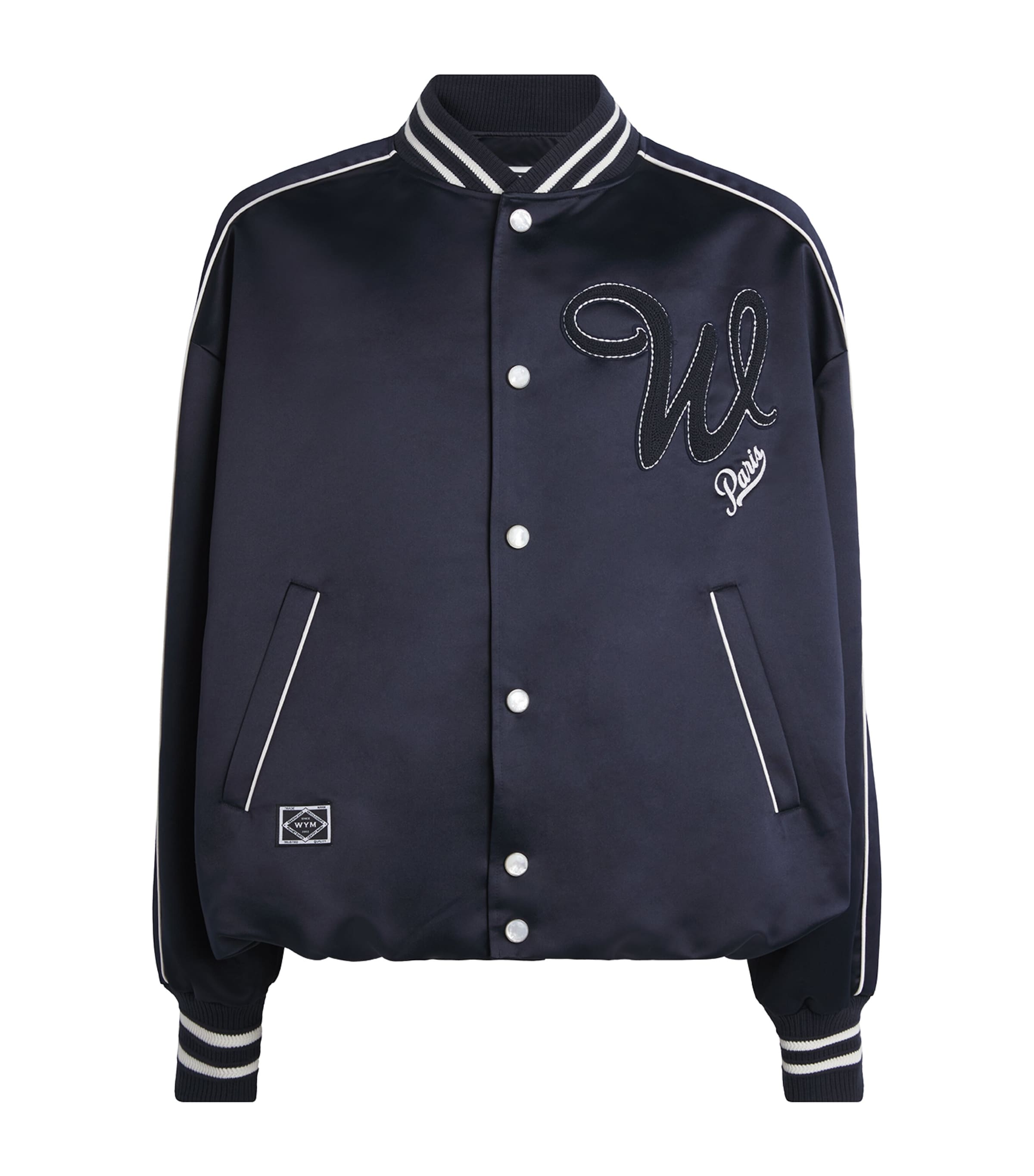 Wooyoungmi Navy Embroidered Patch Varsity Bomber Jacket In Navy
