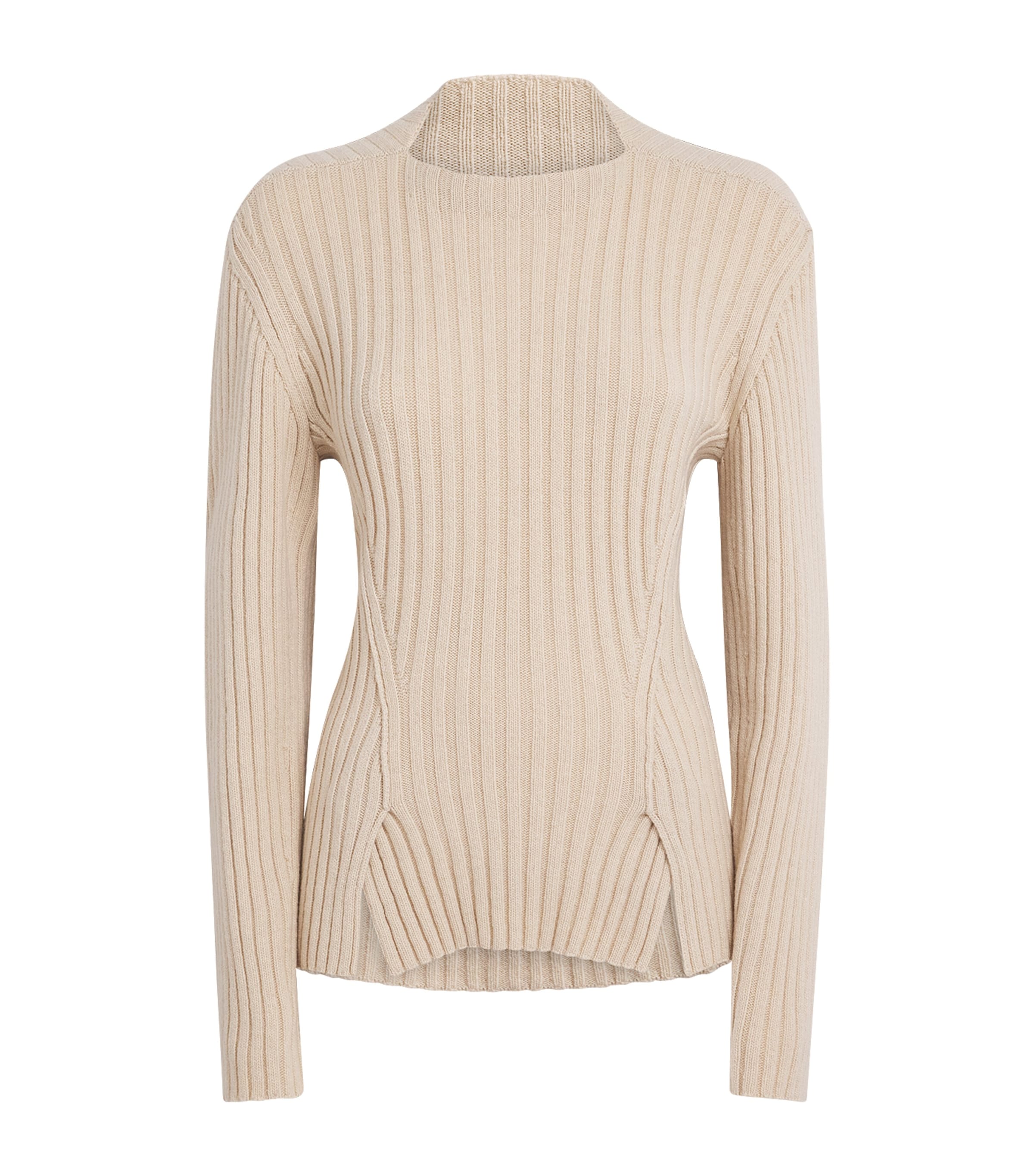 Victoria Beckham Womens Wool-Cashmere Ribbed Sweater Elderflower Image 1