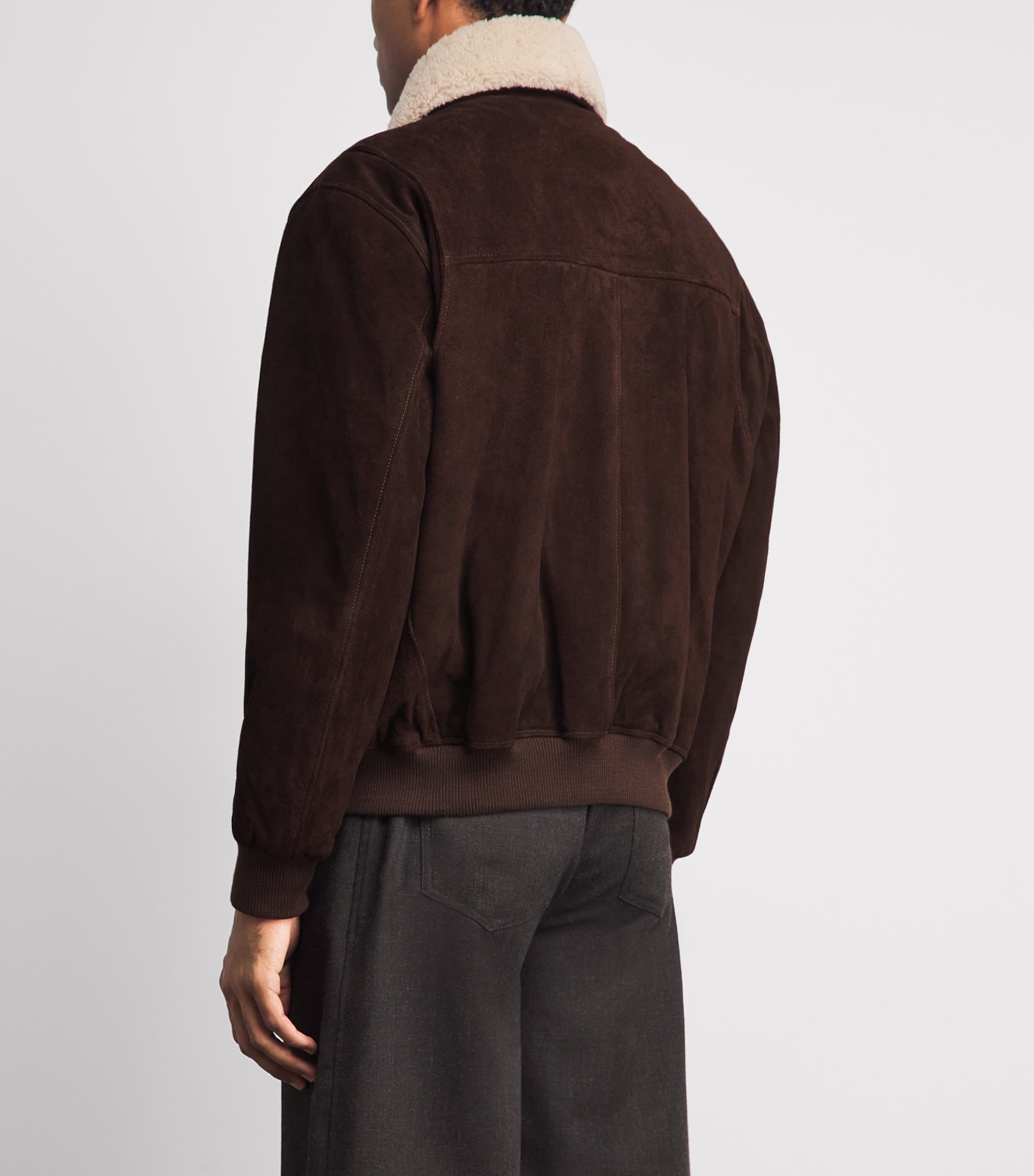 Arma Mens Suede Bari Jacket Charcoal Brown Image 5