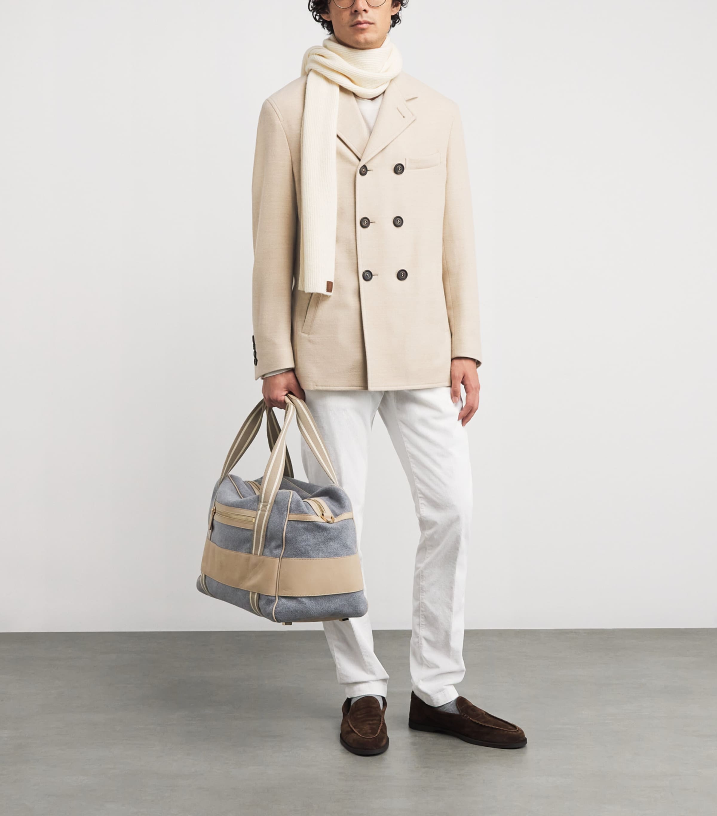 Cashmere-Silk Ribbed Scarf BIANCO Image 3