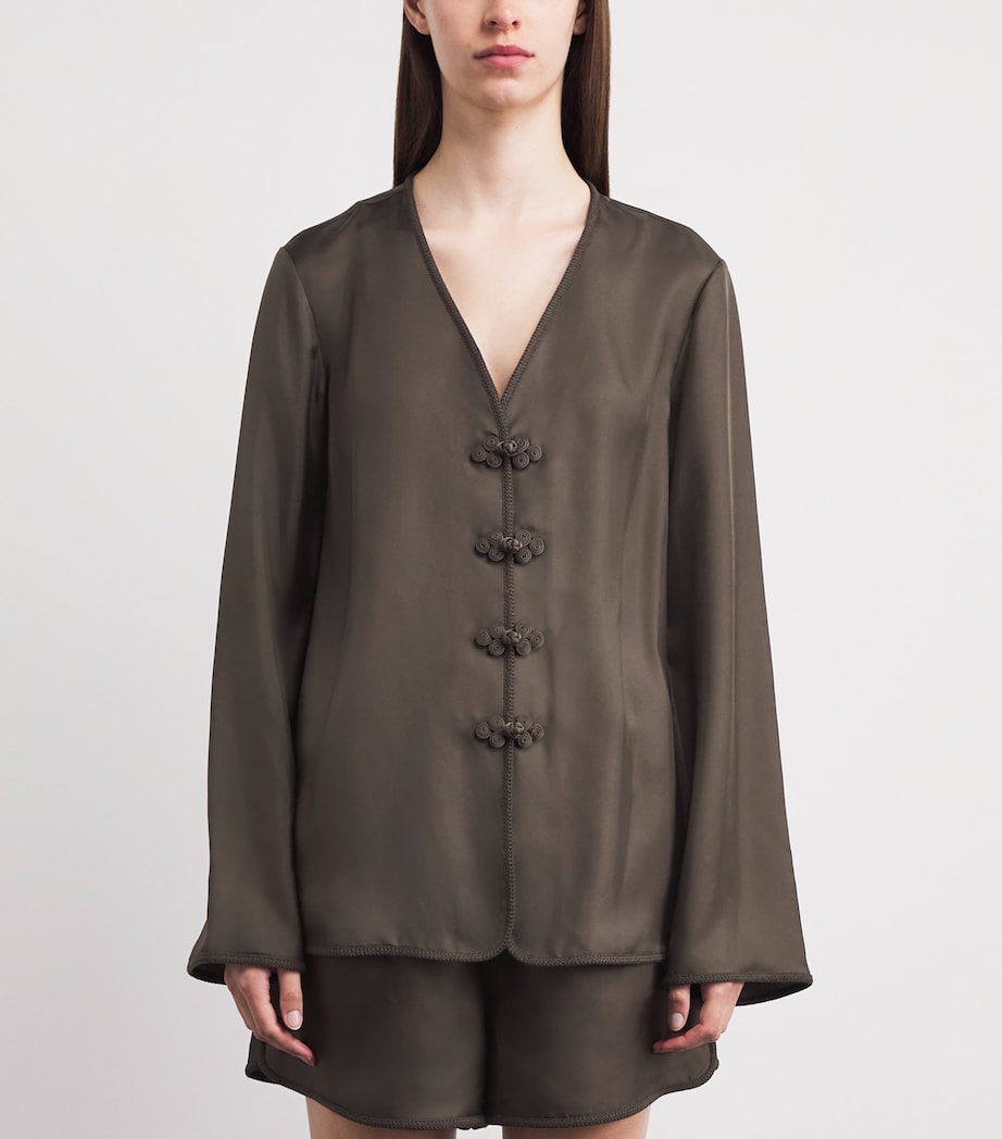 Róhe Womens Silk Pankou Blouse Earth Image 4
