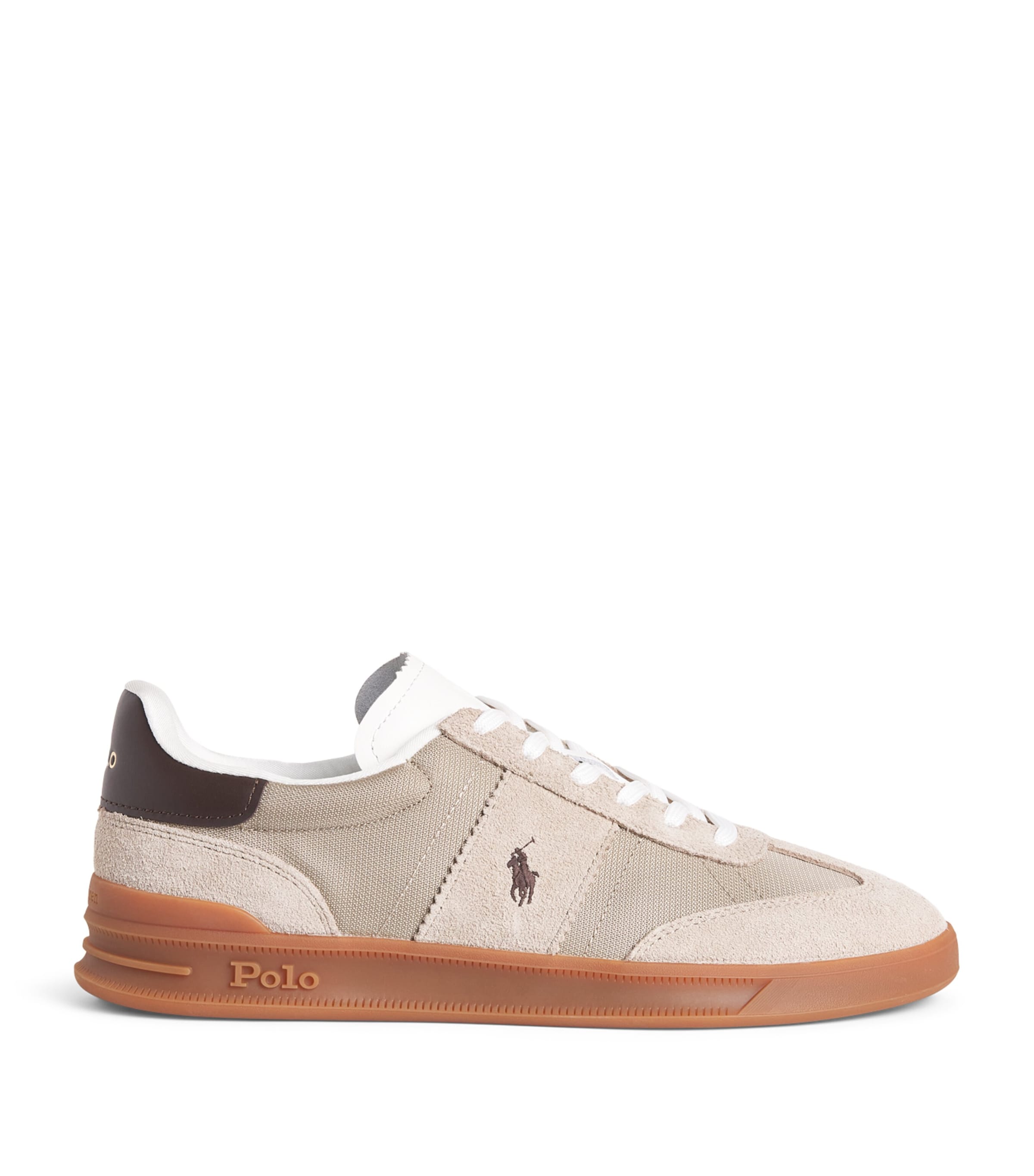 Polo Ralph Lauren Suede-Blend Heritage Court Sneakers Milkshake/dark Brown Image 1
