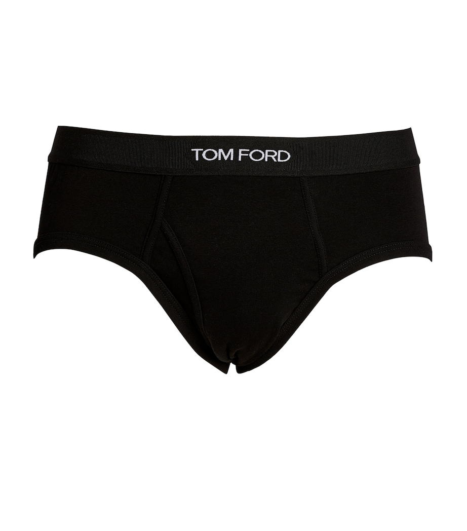 Stretch-Cotton Logo Briefs (Pack of 2) 002 - BLACK Image 2